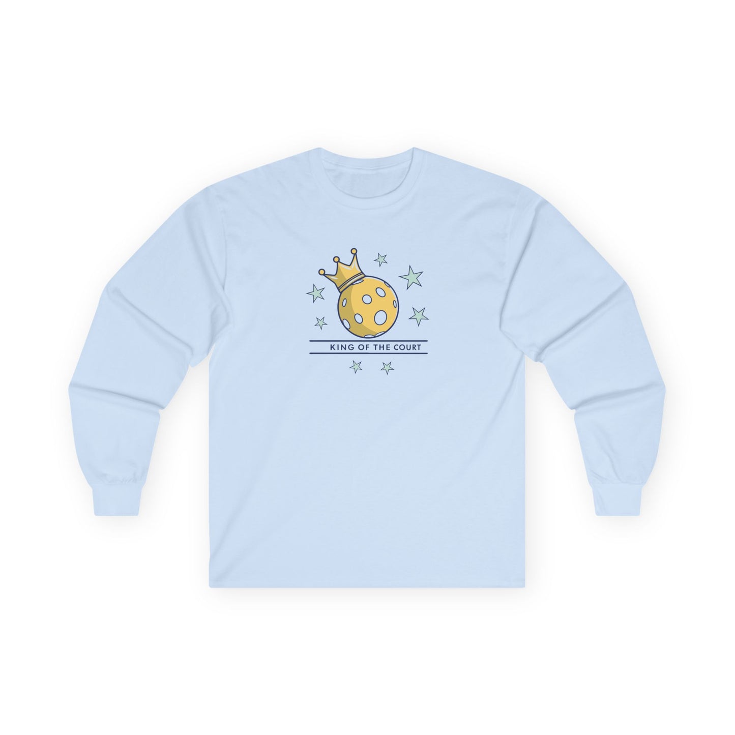 Men's Cute Pickleball Long Sleeves top - King of the Court Blue
