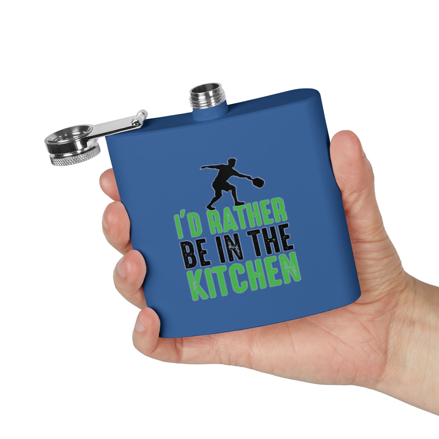 Pickleball Funny Flask - I'd Rather Be in the Kitchen