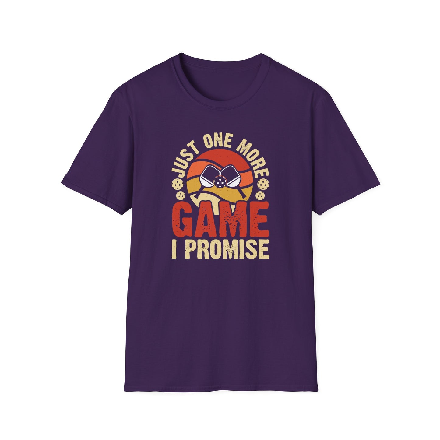Men's Stylish Pickleball T-shirt - Just One More Game I Promise Purple
