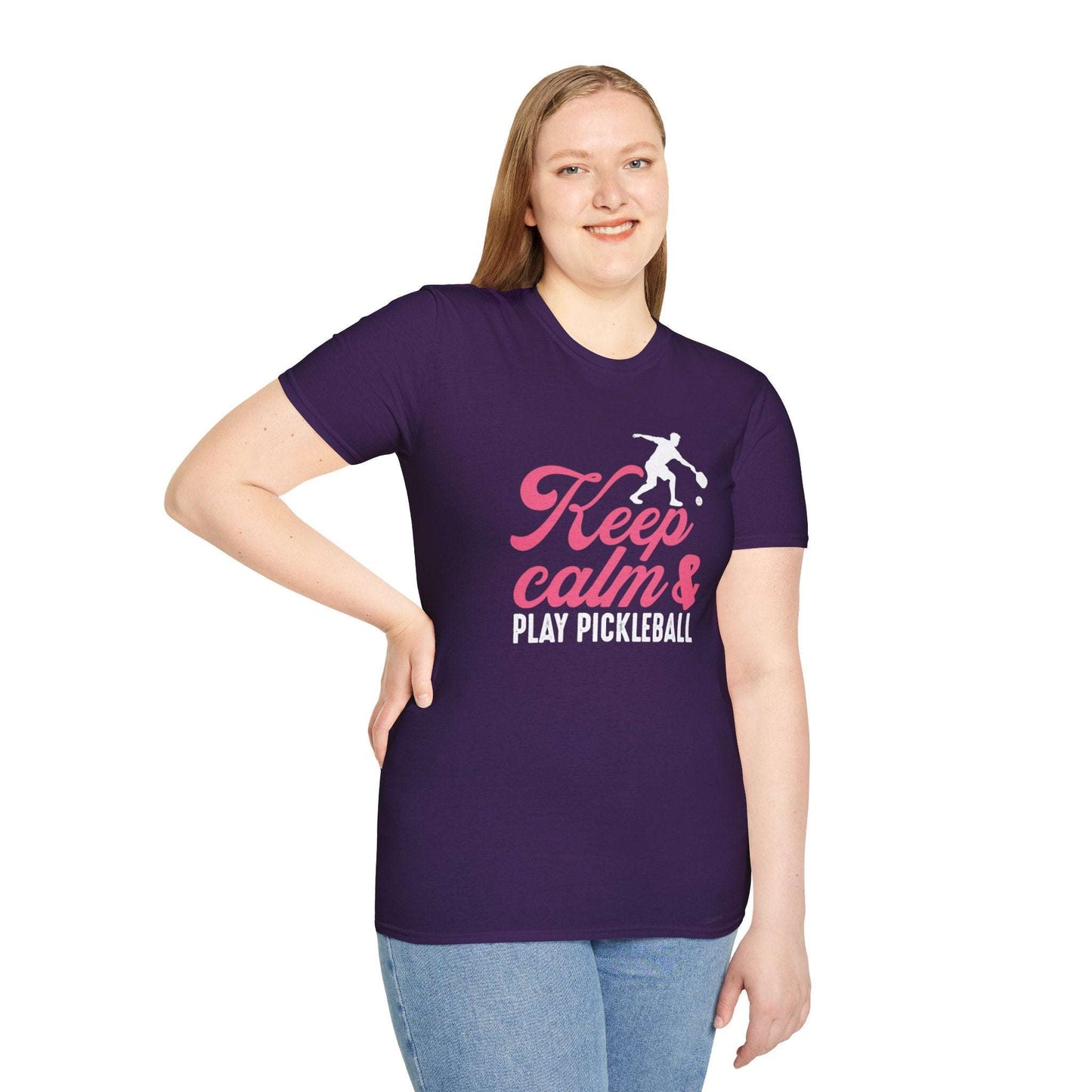 Women's Cheerful Pickleball T-shirt - Keep Calm & Play Pickleball