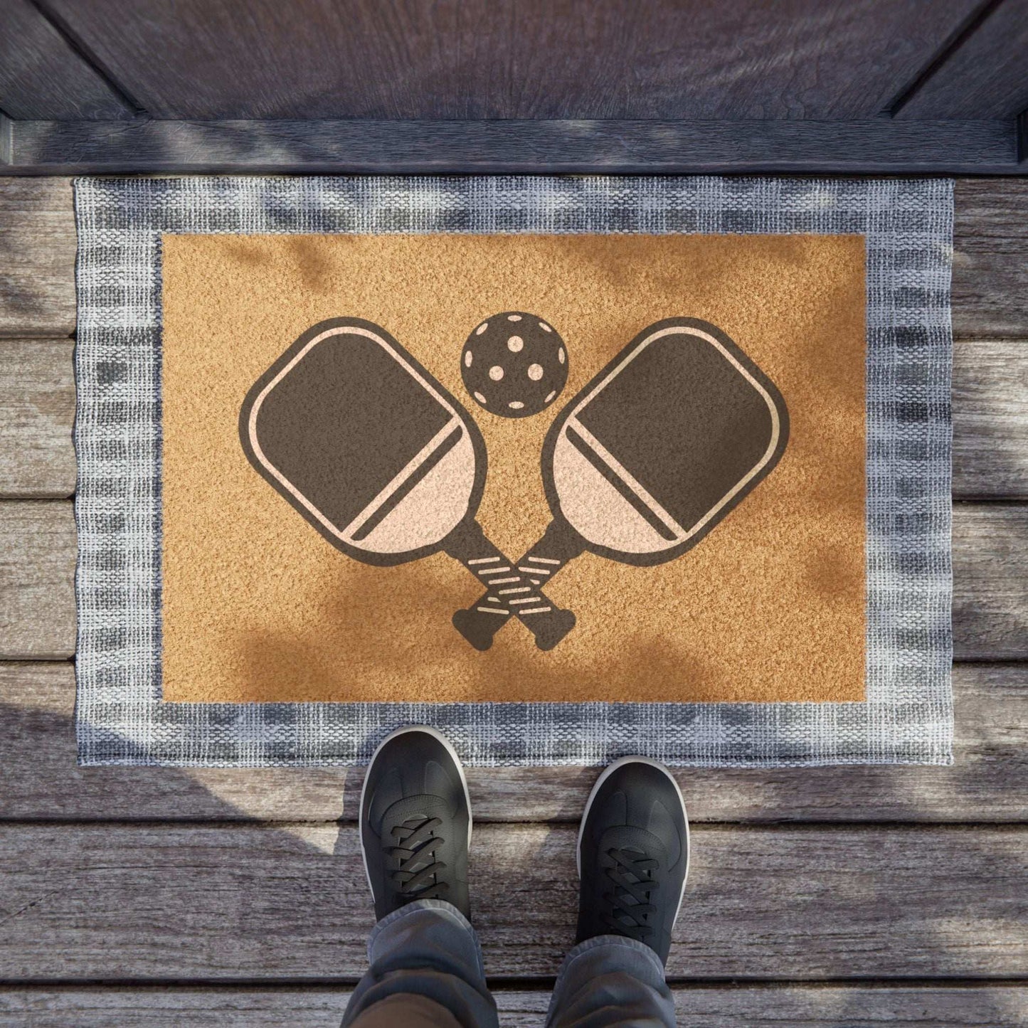 Pickleball Practical Doormat - Paddles and Ball
