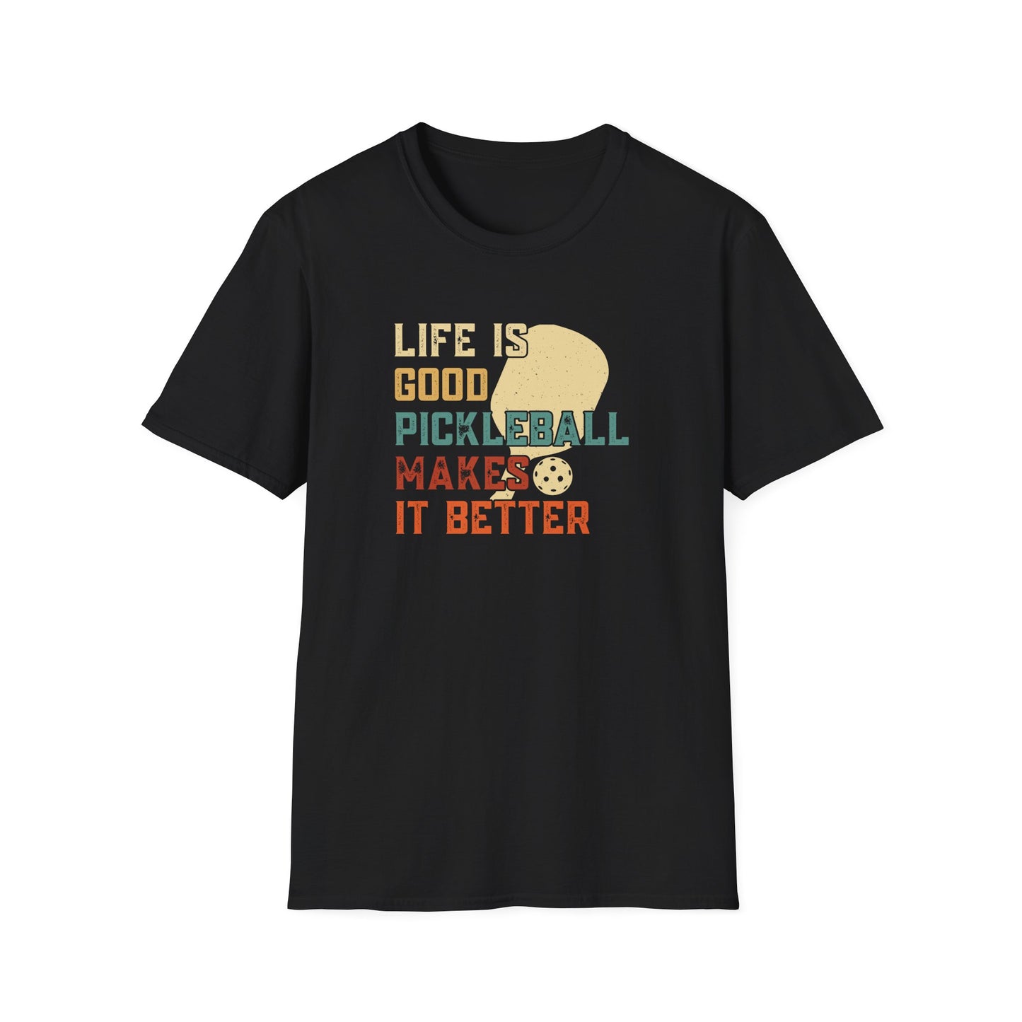 Men's Cool Pickleball T-shirt - Life Is Good Pickleball Make It Better Black