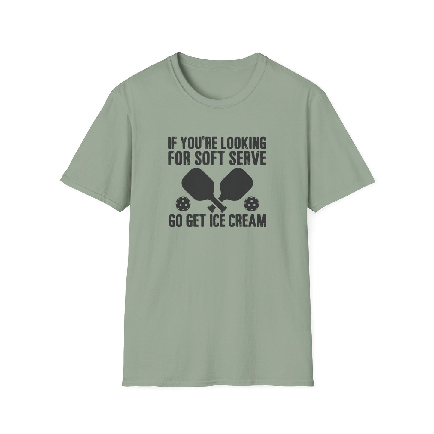 Men's Witty Pickleball T-shirt - Looking for Soft Serve? Get Ice Cream Green