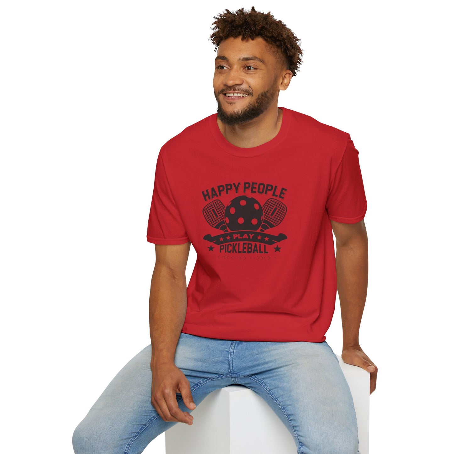 Men's Quirky Pickleball T-shirt - Happy People Play Pickleball