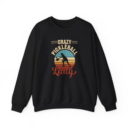 Women's Soft Pickleball Sweatshirt - Crazy Pickleball Lady Black
