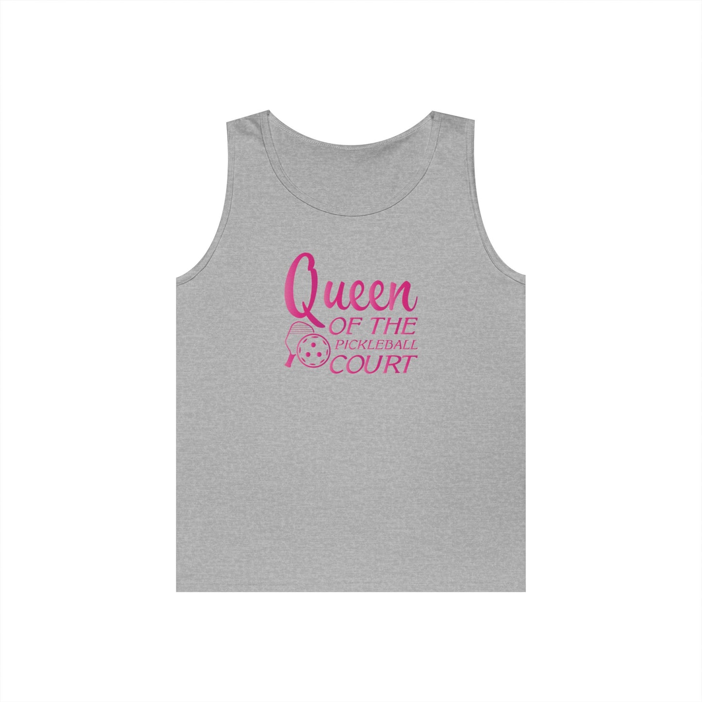 Women's Cute Pickleball Tank Top - Queen of the Pickleball Court Grey