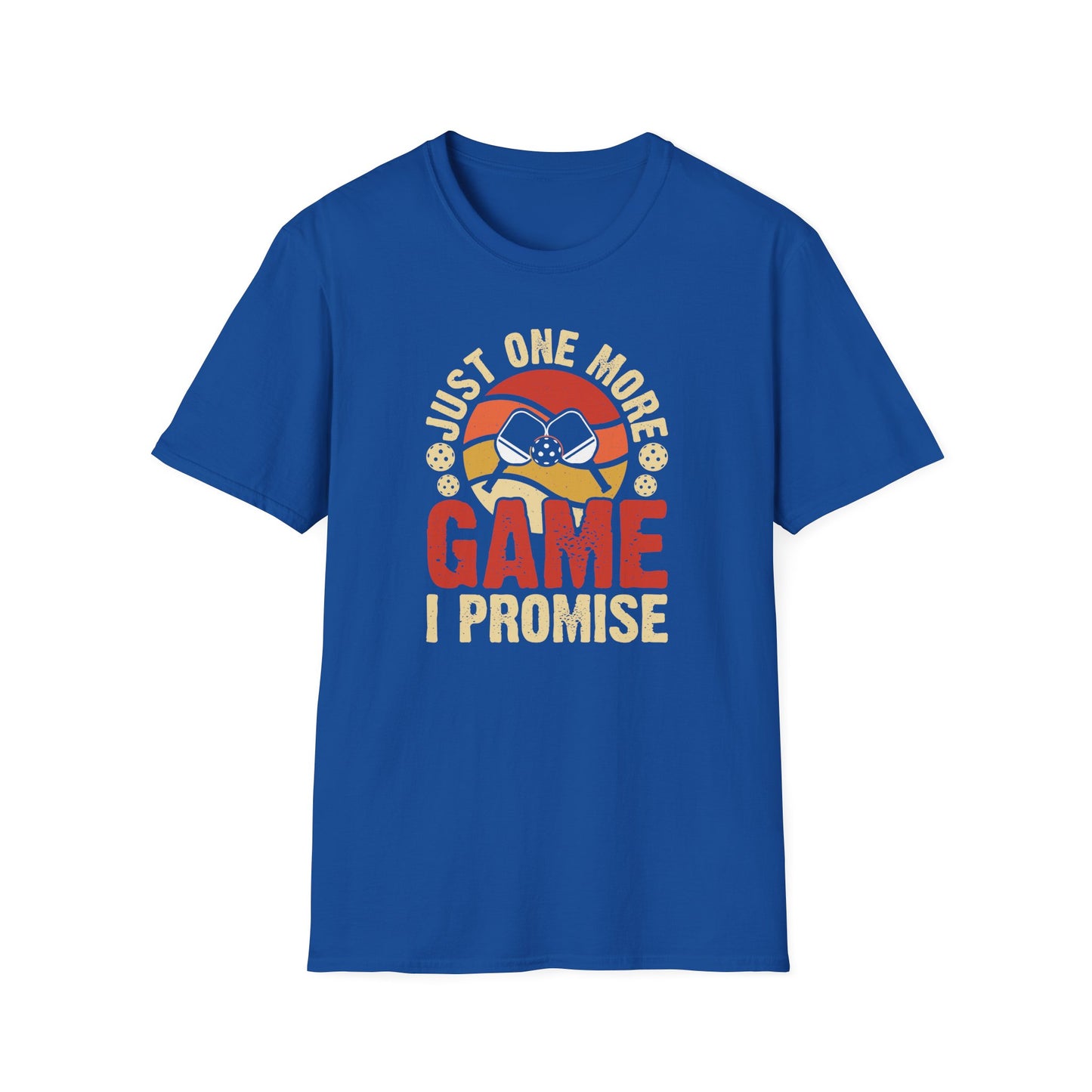 Men's Stylish Pickleball T-shirt - Just One More Game I Promise Royal