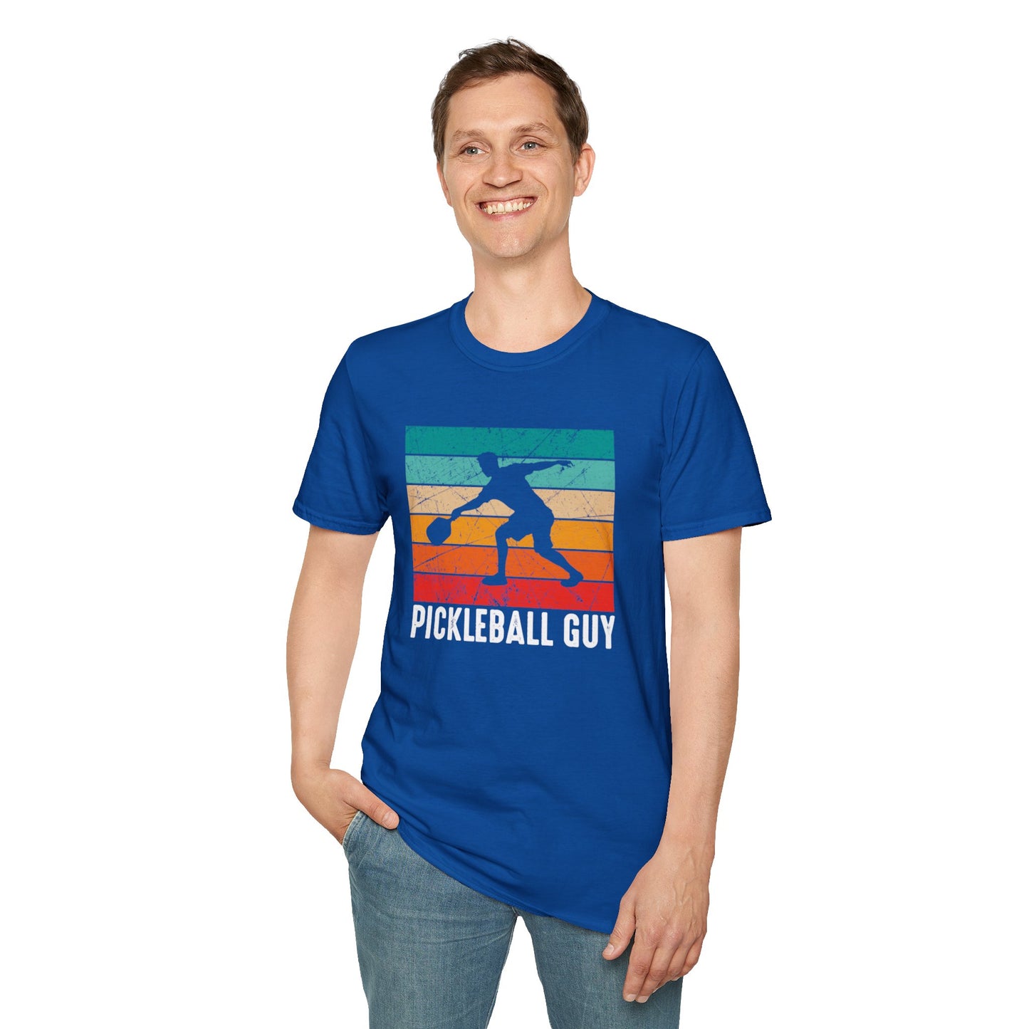 Men's Eye-Catching Pickleball T-shirt - Pickleball Guy Retro
