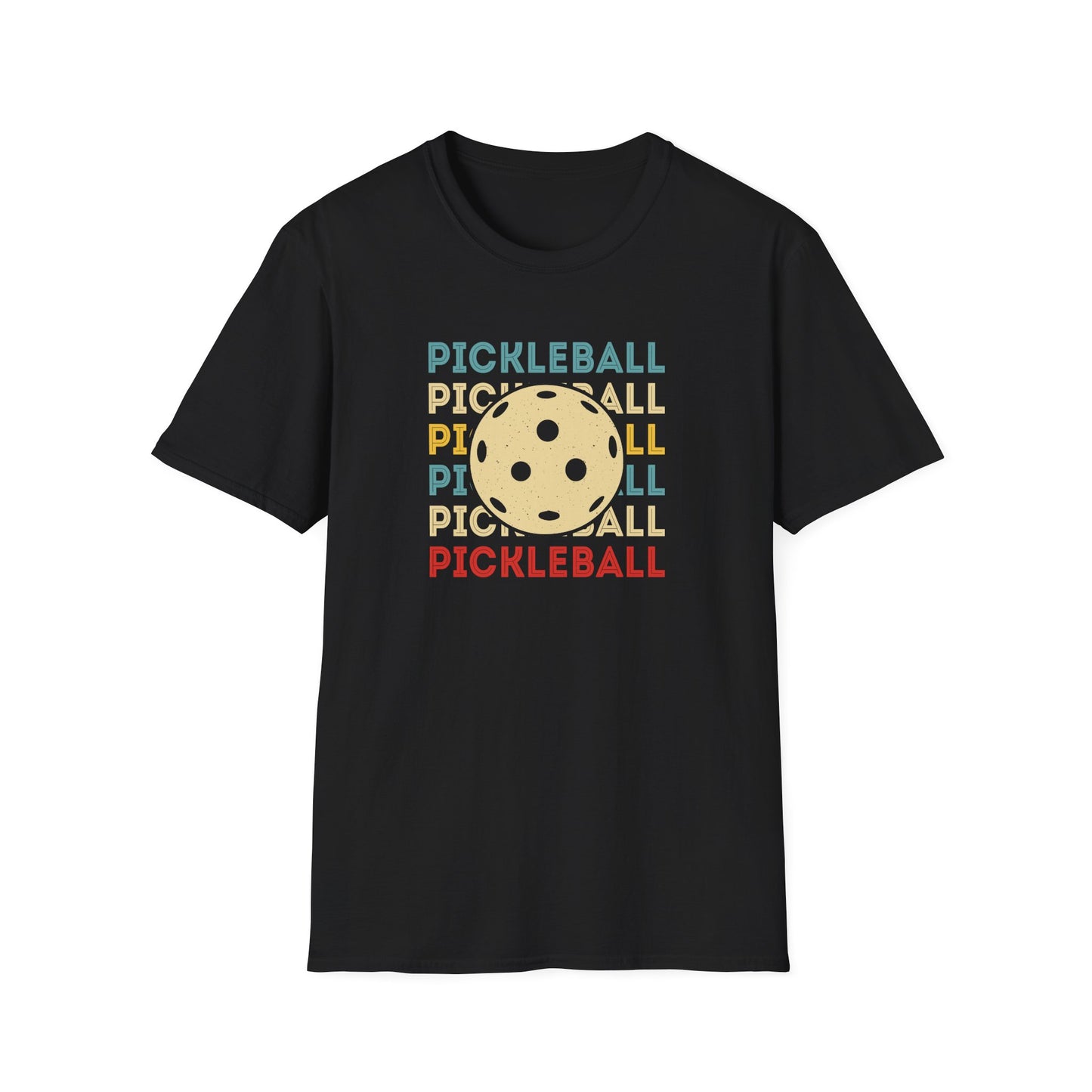 Men's Fun Pickleball T-shirt - Pickleball and Ball Black