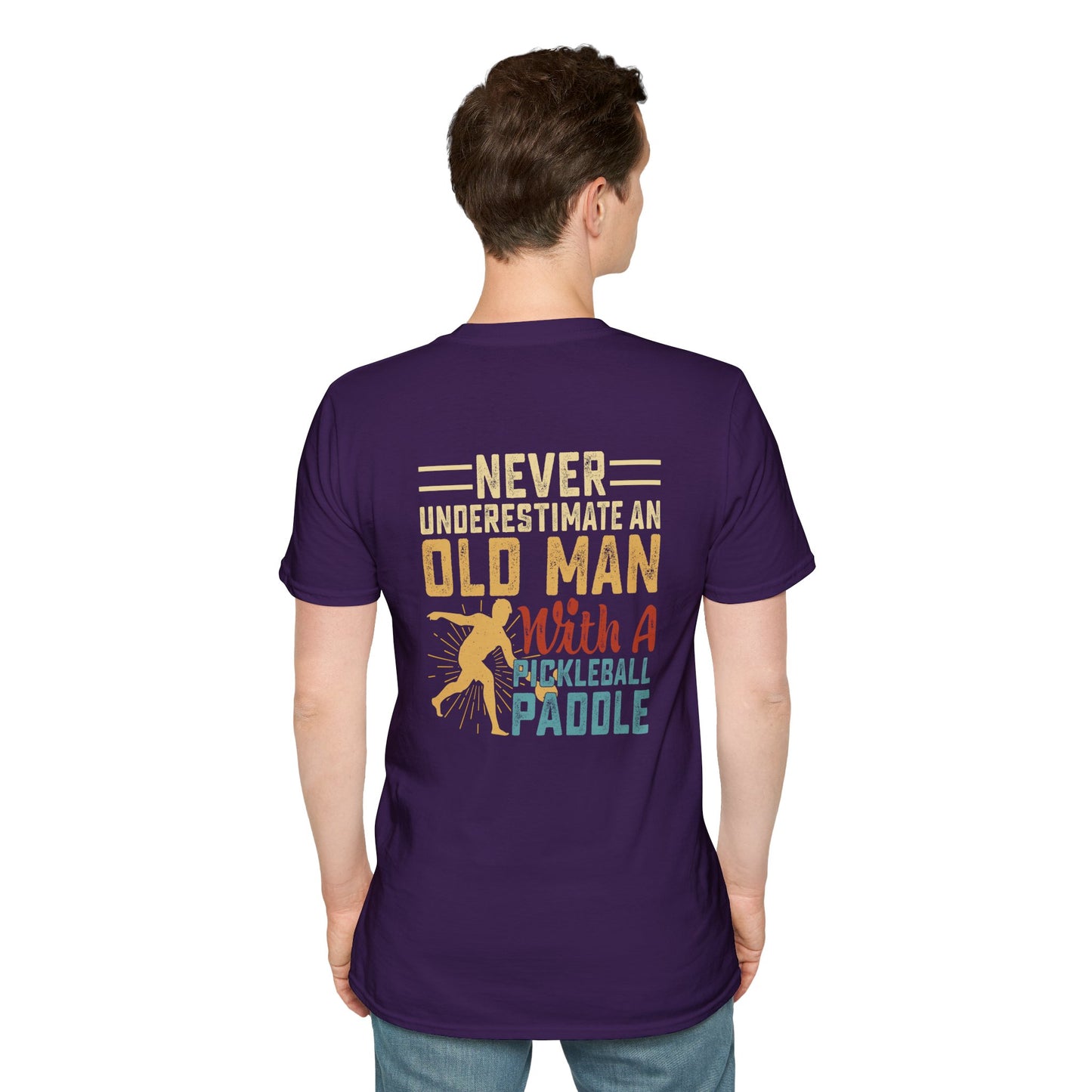 Men's Funny Pickleball T-shirt - Never Underestimate an Old Man