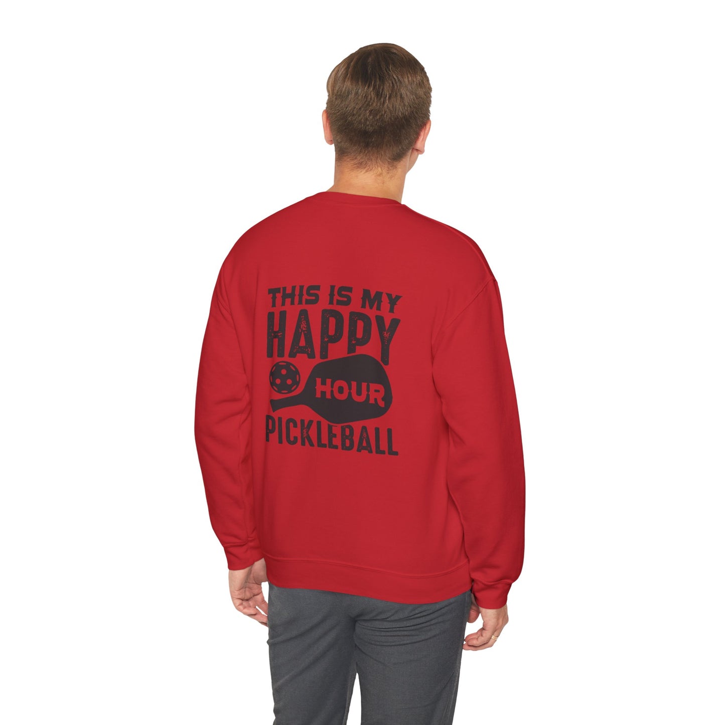 Men's Comfy Pickleball Sweatshirt - This Is My Happy Hour Pickleball