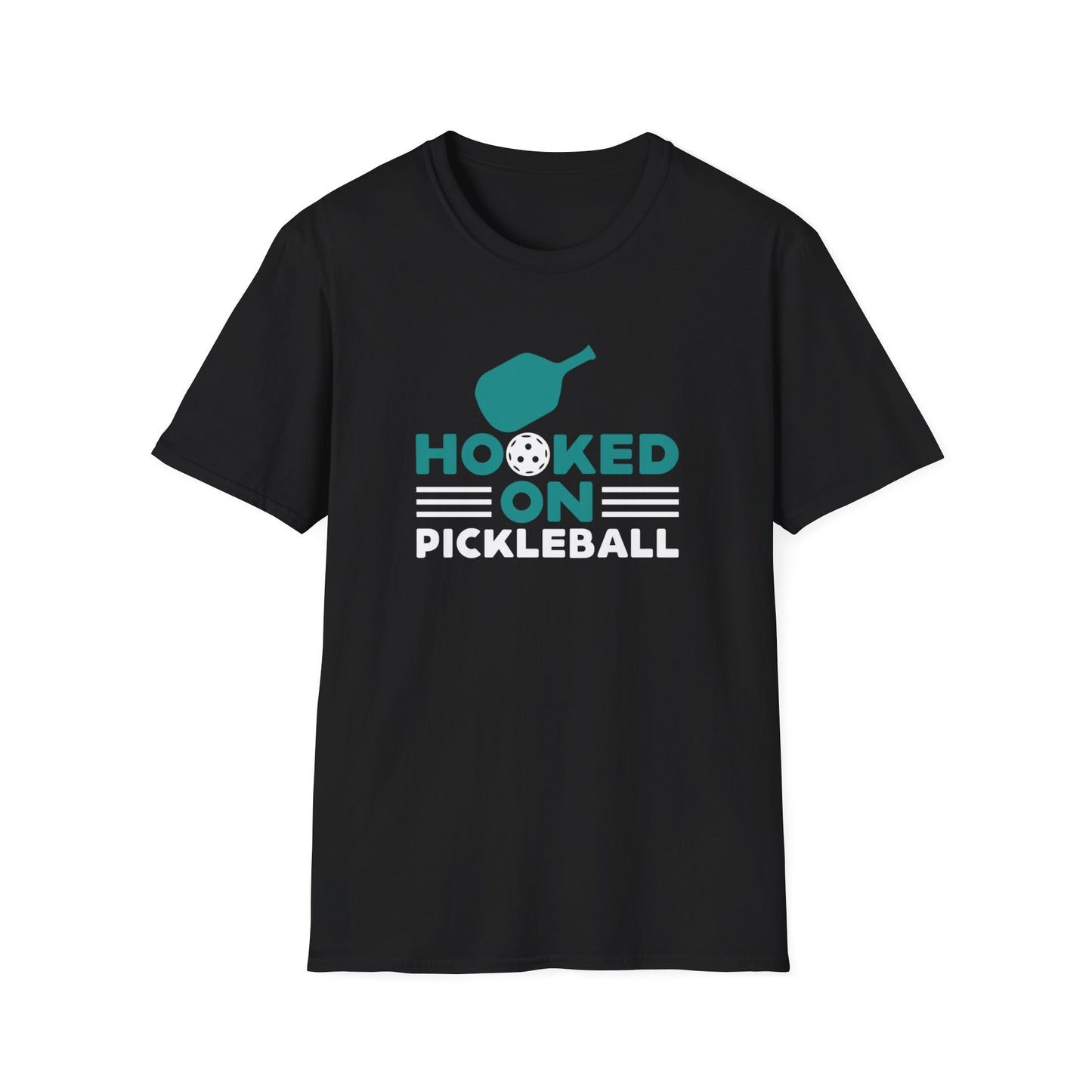 Women's Comfy Pickleball T-shirt - Hooked on Pickleball Black