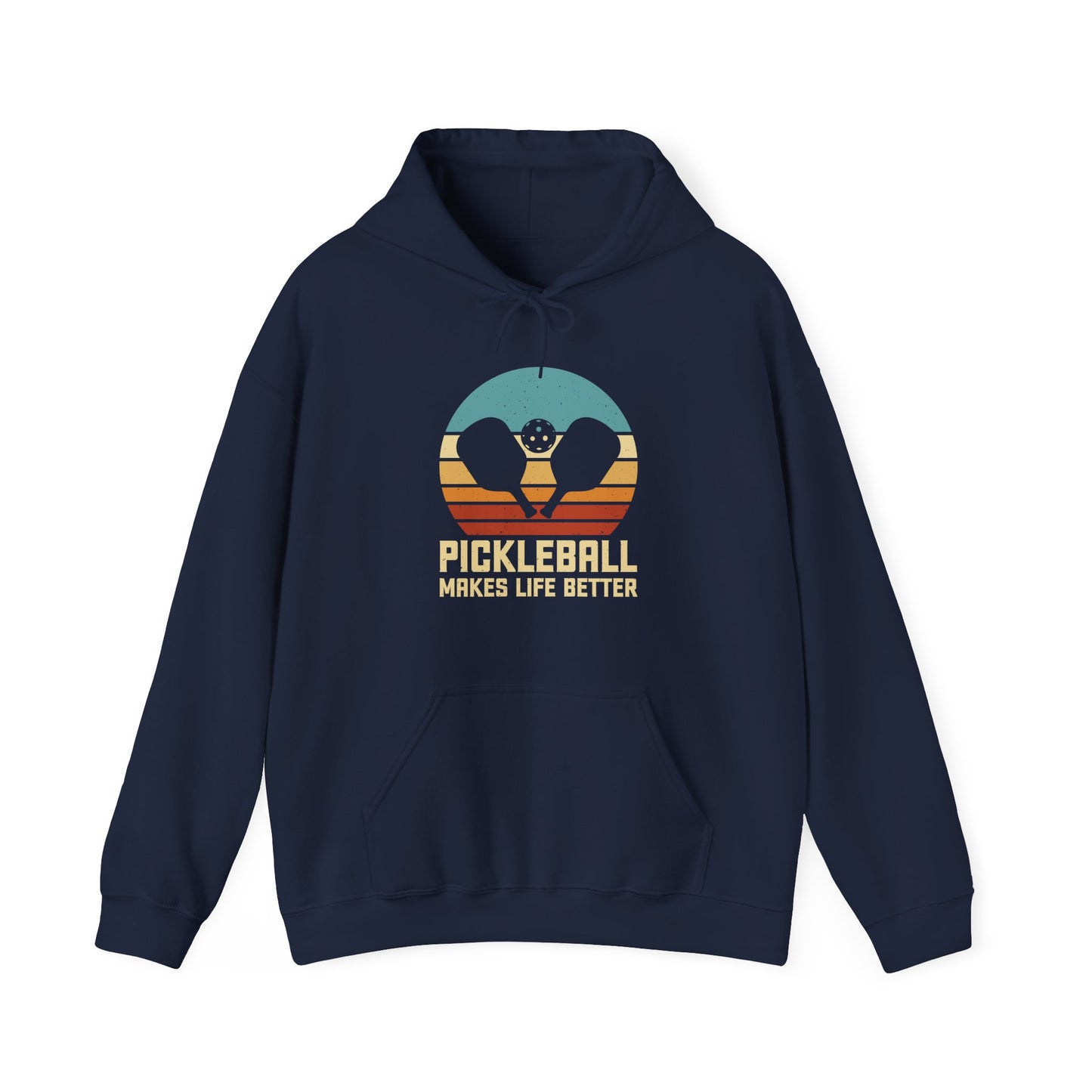 Men's Unique Pickleball Hoodie - Pickleball Make Life Better Navy