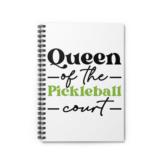 Pickleball Cute Notebook - Queen of the Pickleball Court White