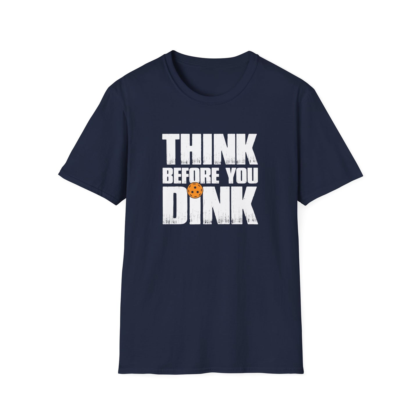 Men's Soft Pickleball T-shirt - Think Before You Dink Navy