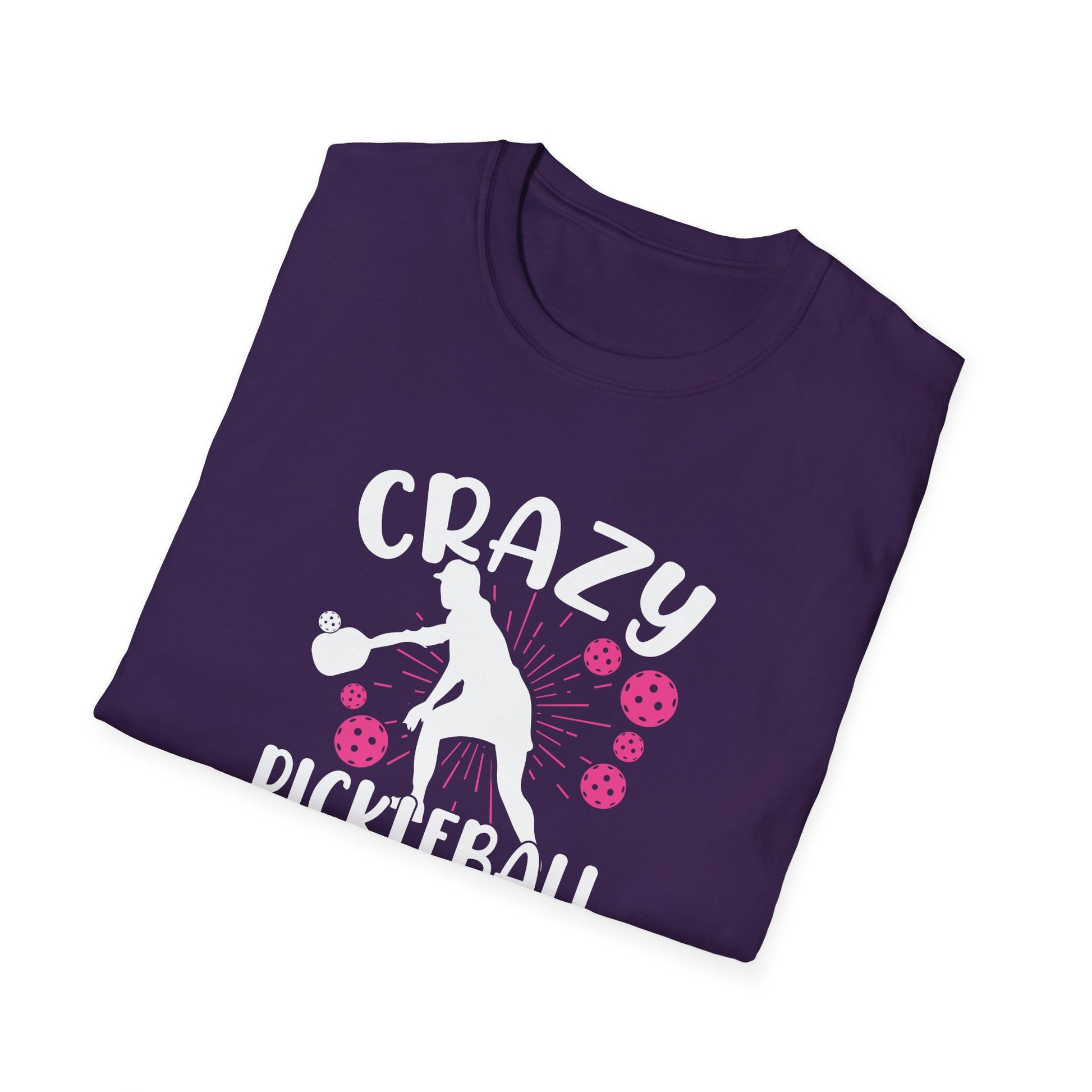 Women's Colorful Pickleball T-shirt - Crazy pickleball lady