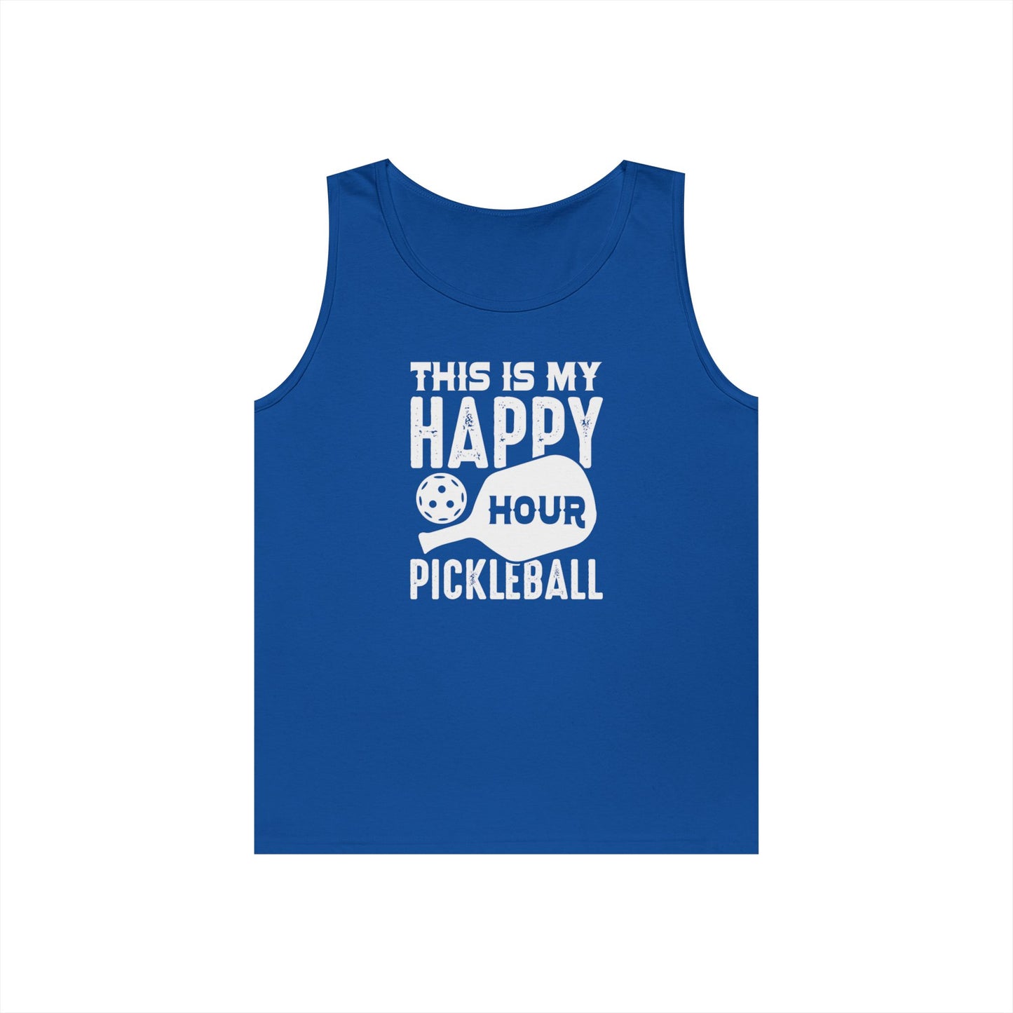 Women's Comfy Pickleball Tank Top - This Is My Happy Hour Pickleball Royal