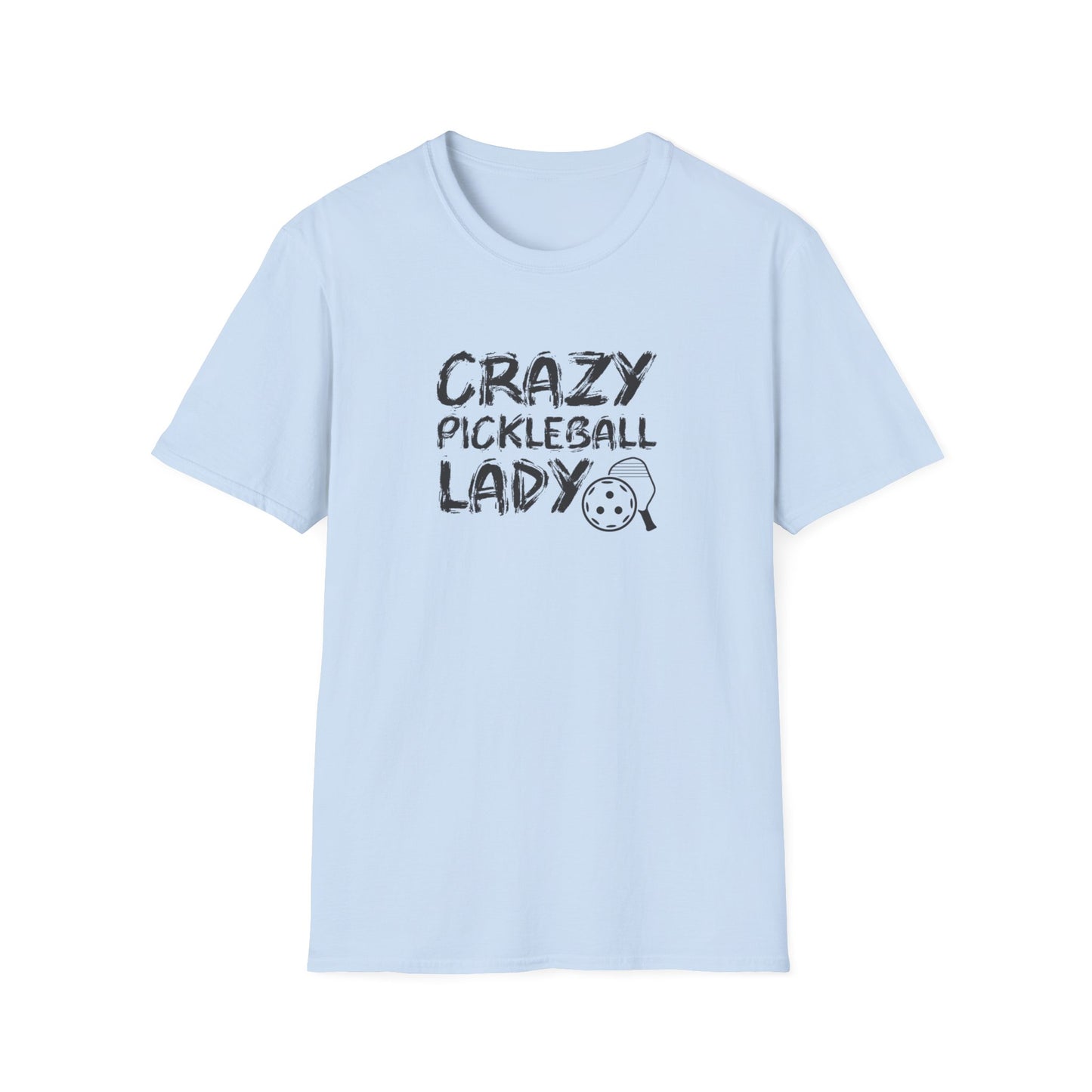 Women's Funny Pickleball T-shirt - Crazy Pickleball Lady Blue
