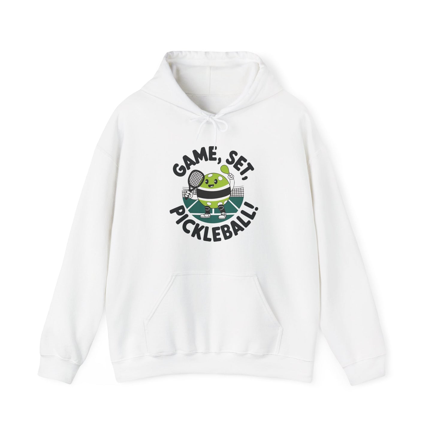 Men's Cute Pickleball Hoodie - Game, Set, Pickleball White
