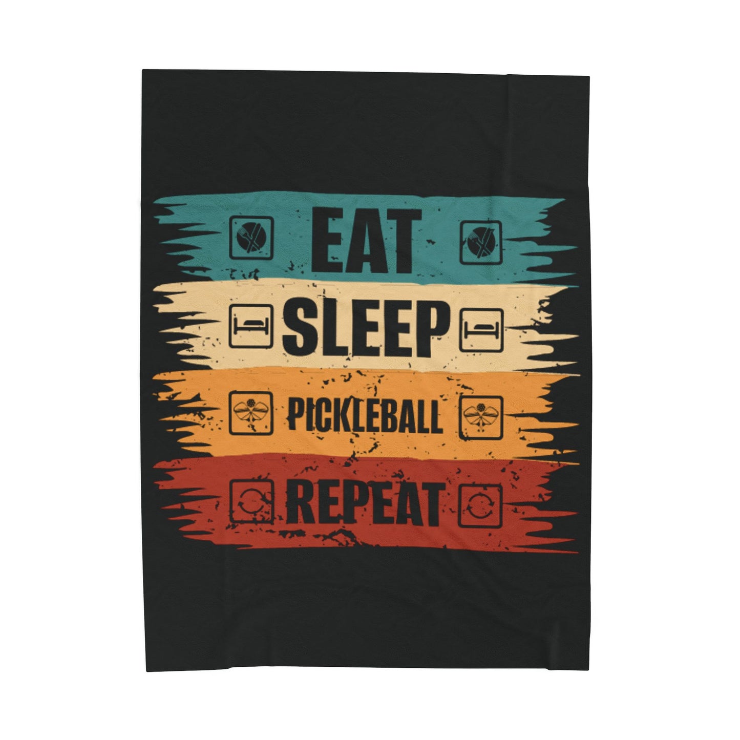 Pickleball Stylish Blanket - Eat Sleep Pickleball Repeat Retro Black