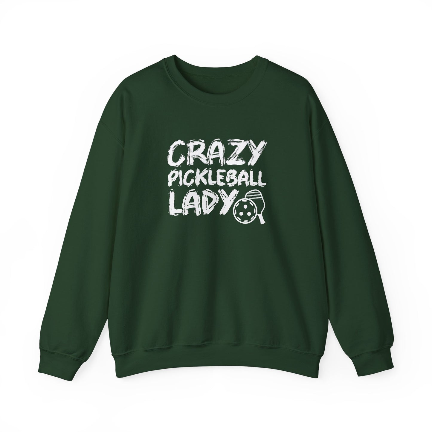 Women's Funny Pickleball Sweatshirt - Crazy Pickleball Lady Green