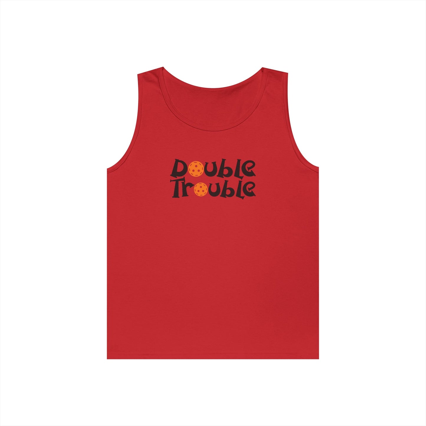 Men's Funny Pickleball Tank Top - Double Trouble Red