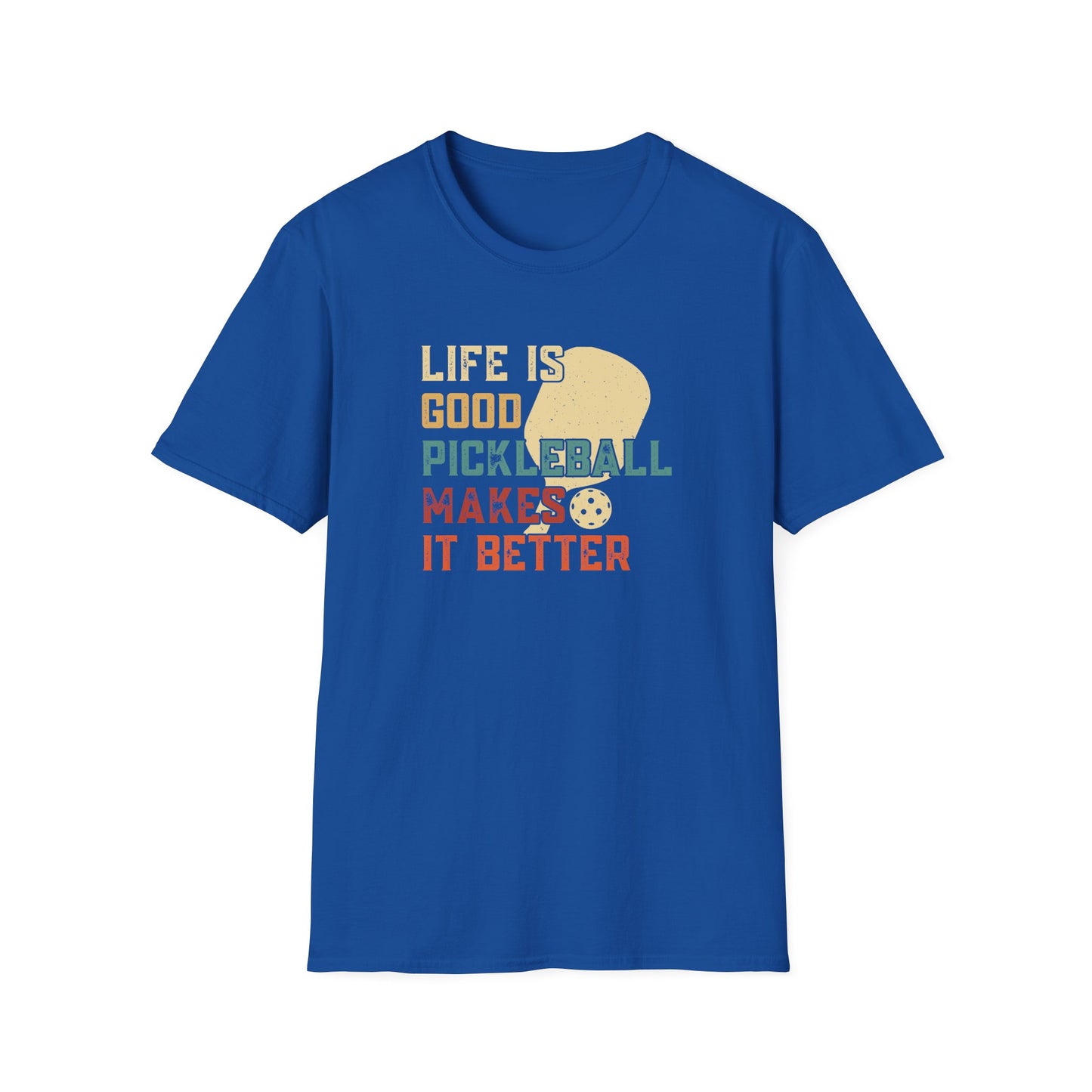 Men's Cool Pickleball T-shirt - Life Is Good Pickleball Make It Better Royal