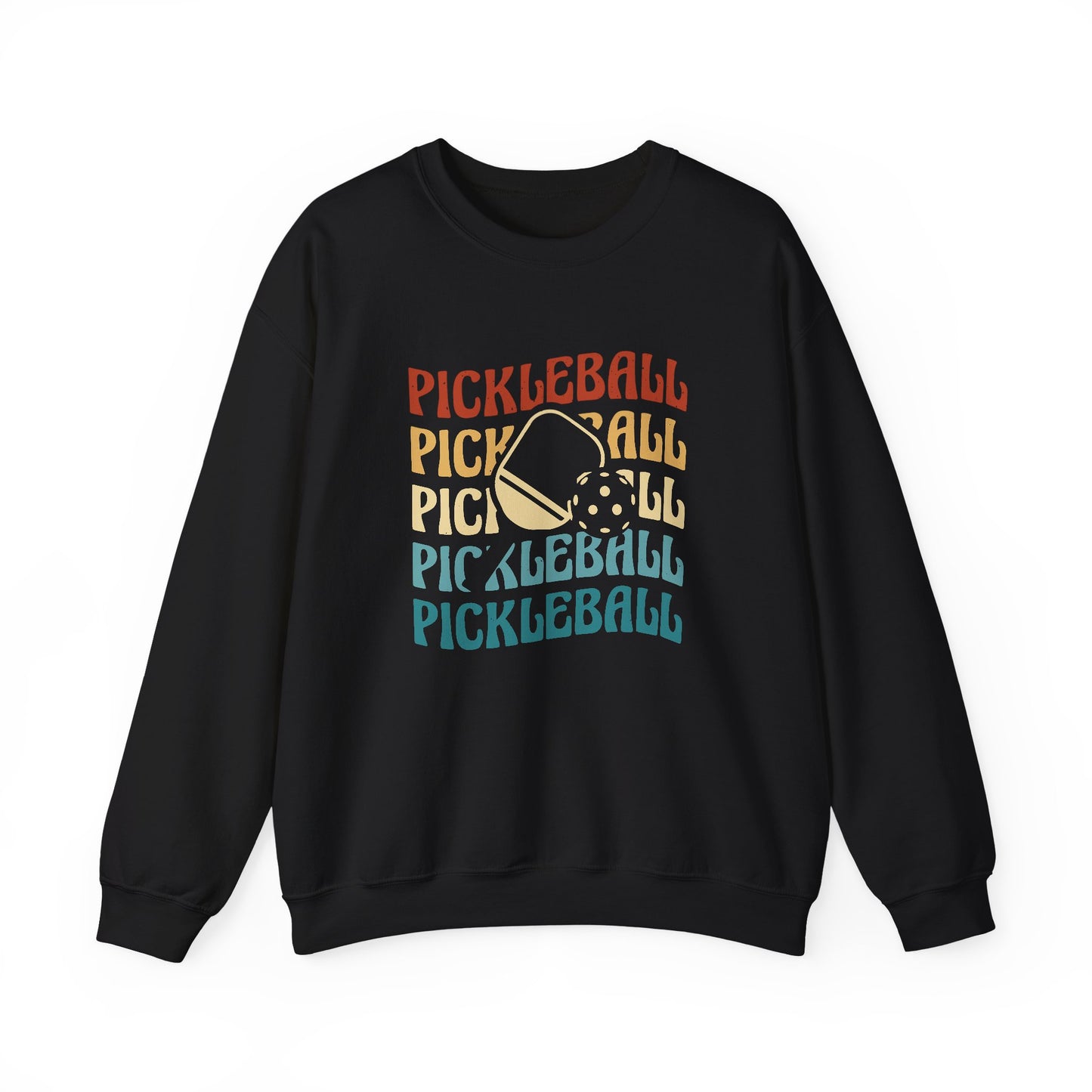 Men's Playful Pickleball Sweatshirt - Pickleball Wave Black