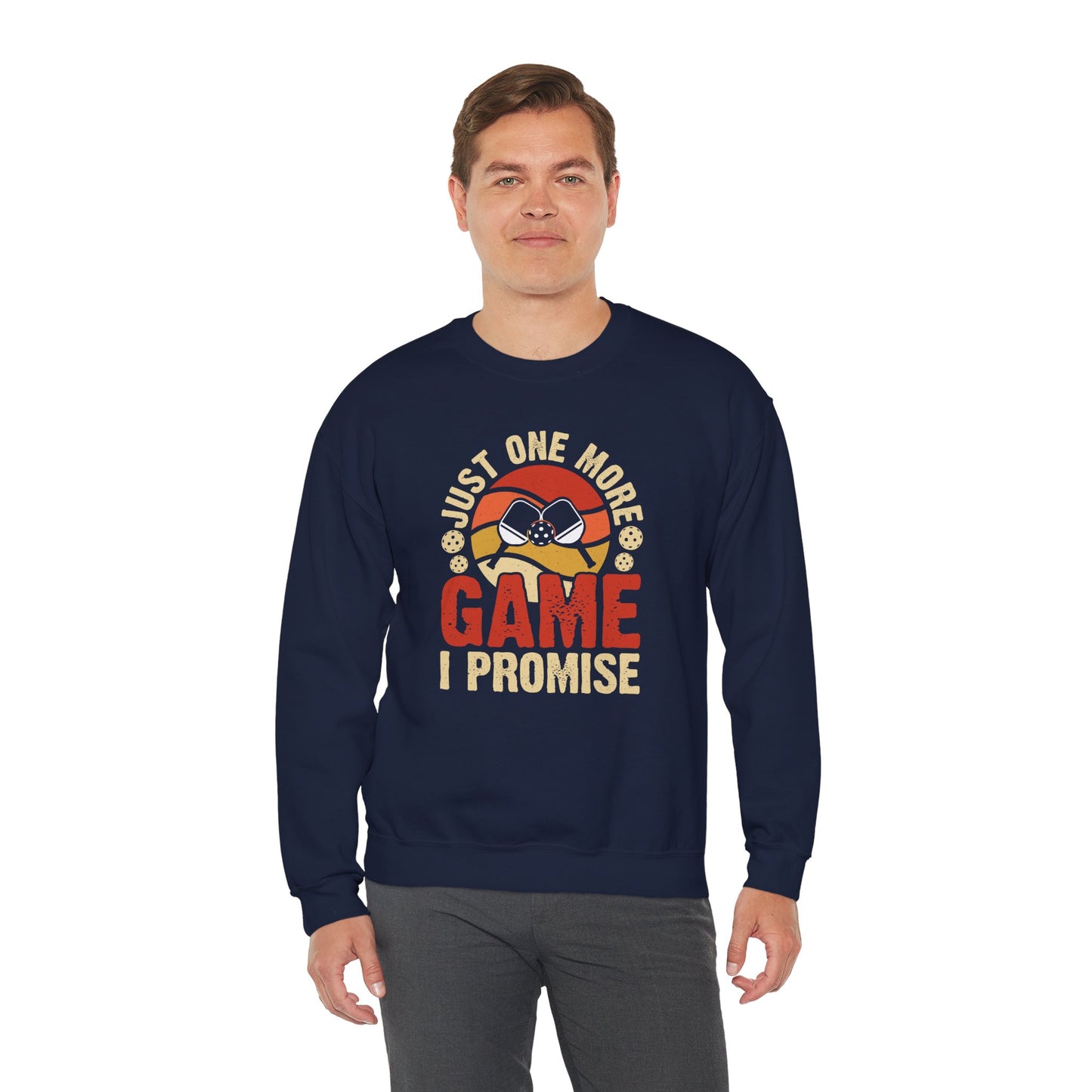 Men's Unique Pickleball Sweatshirt - Just One More Game I Promise