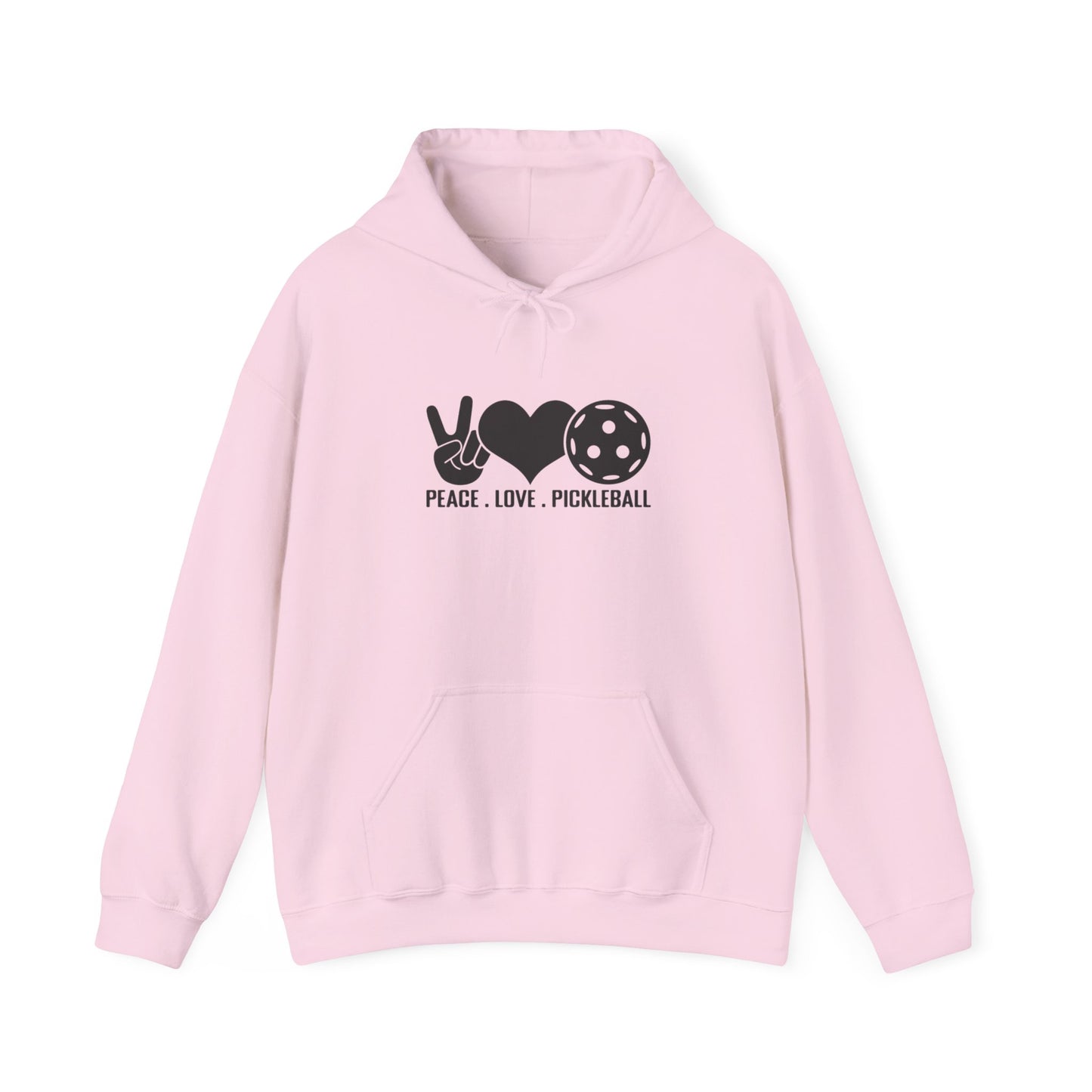 Women's Comfy Pickleball Hoodie - Peace, Love, Pickleball Pink