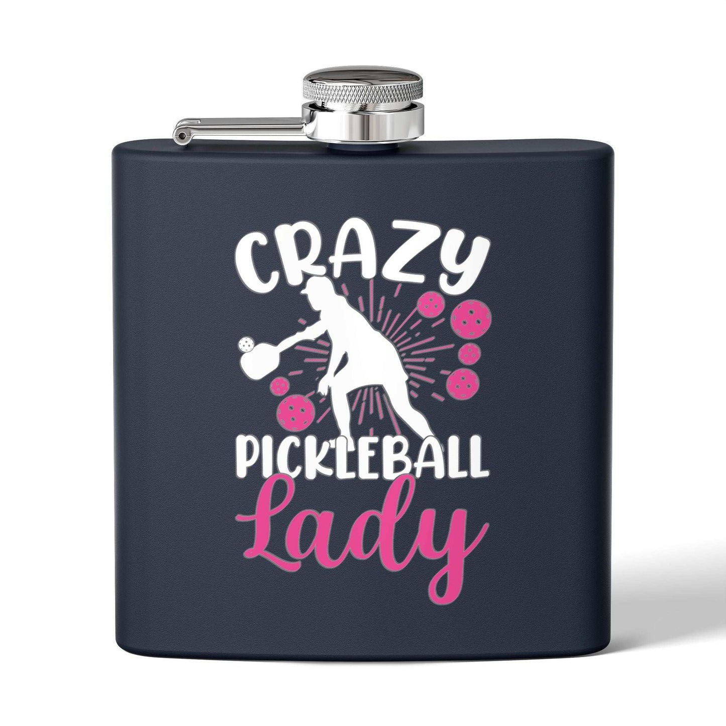 Pickleball Durable Flask - Crazy Pickleball Lady Navy