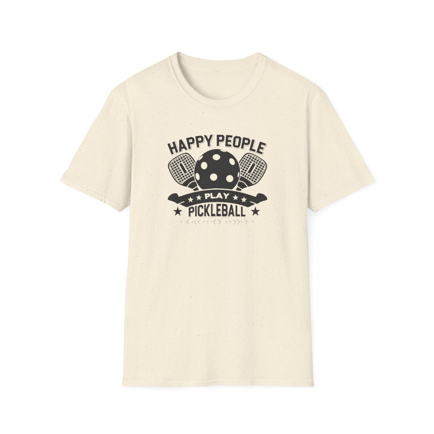 Men's Quirky Pickleball T-shirt - Happy People Play Pickleball Beige