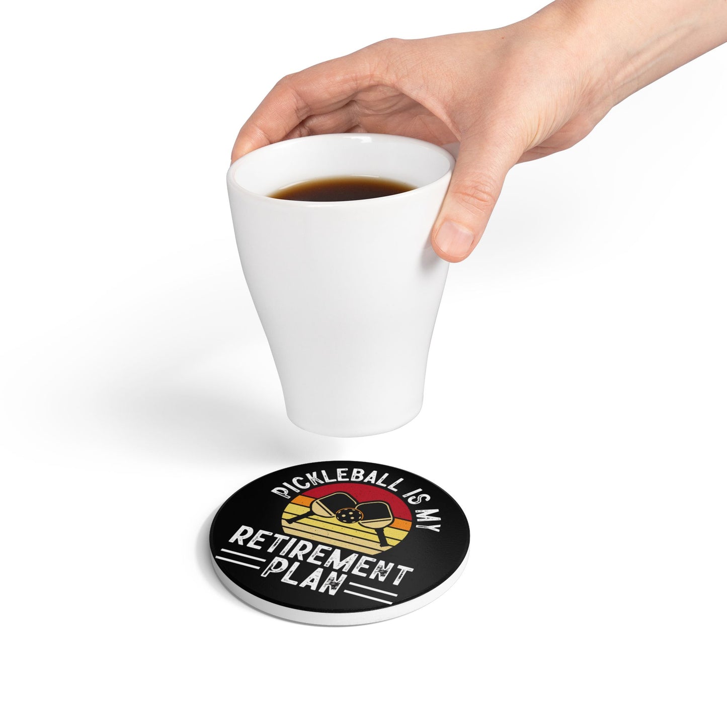 Pickleball Cool Ceramic Coaster - Pickleball Is My Retirement Plan