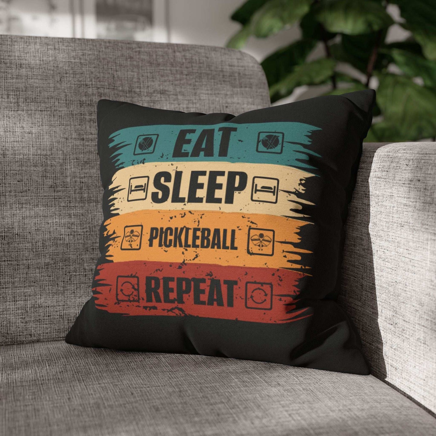 Pickleball Bold Pillowcase - Eat Sleep Pickleball Repeat Retro