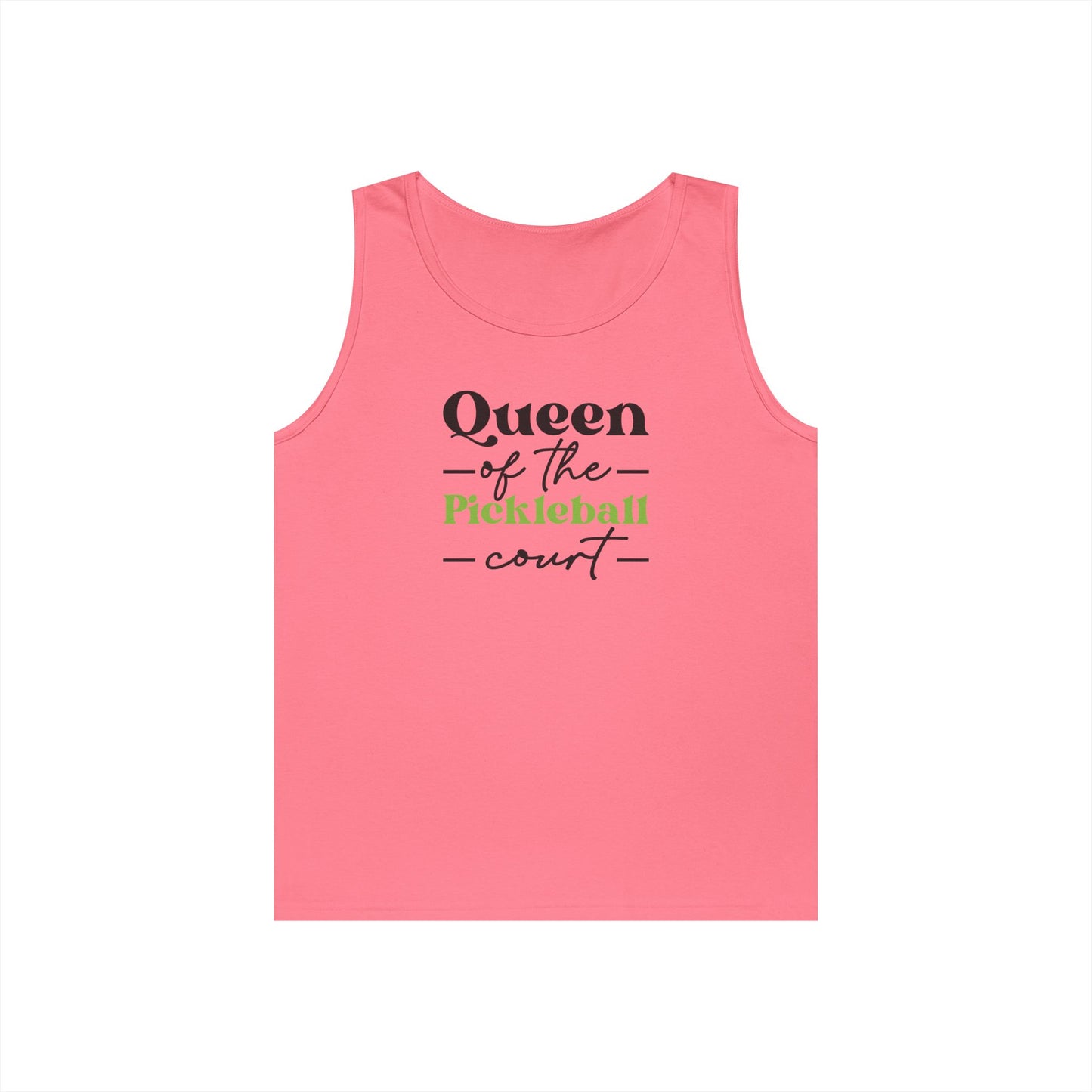 Women's Playful Pickleball Tank Top - Queen of the Pickleball Court Pink