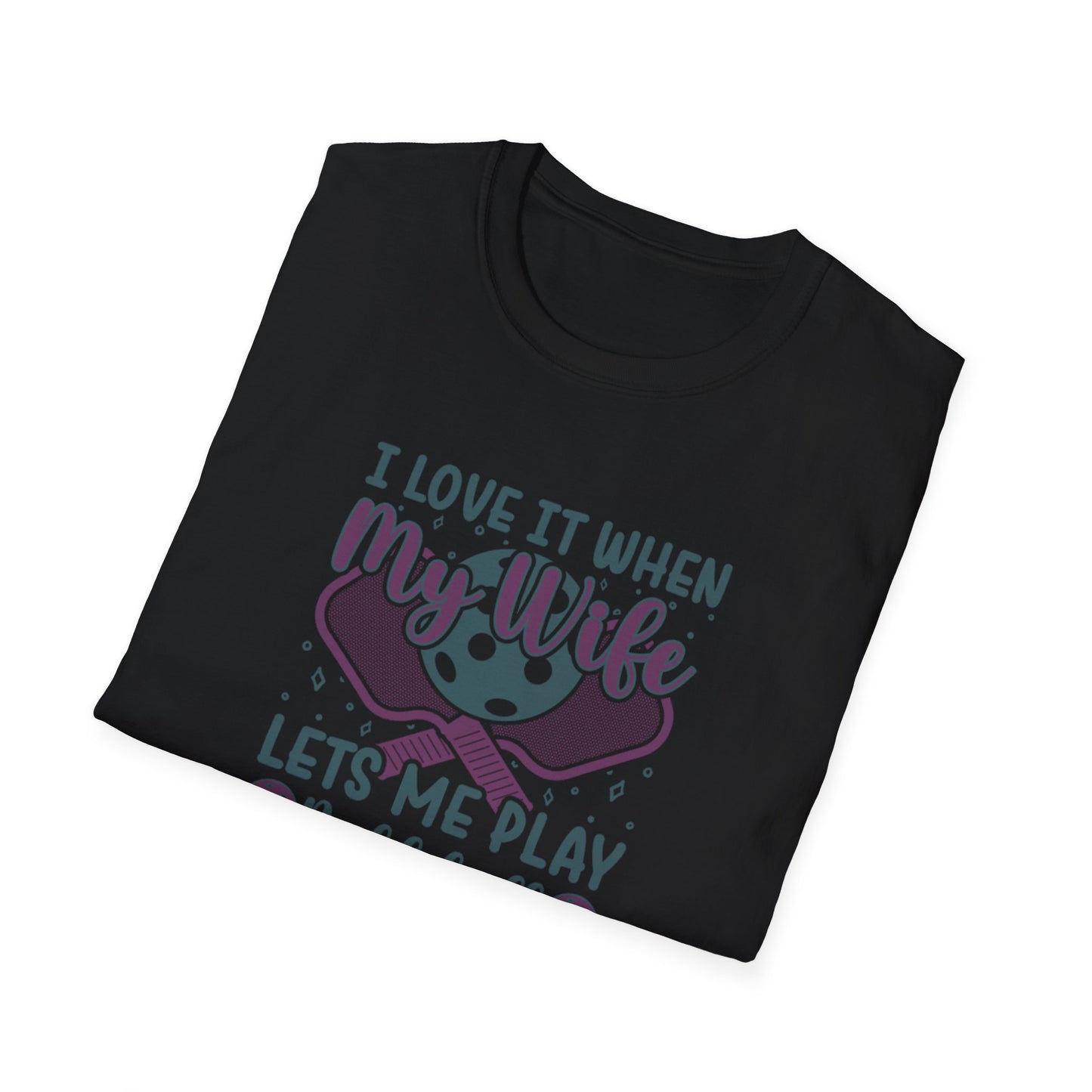 Men's Pickleball T-shirt - I Love When My Wife Lets Me Play Pickleball