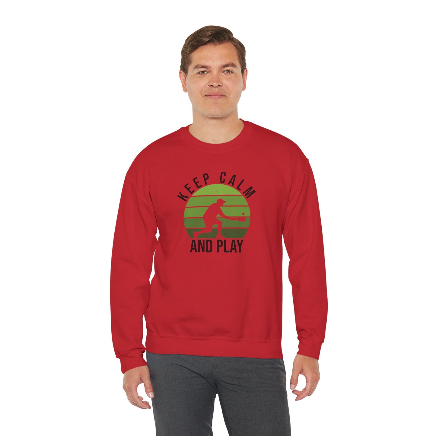 Men's Durable Pickleball Sweatshirt - Keep Calm and Play
