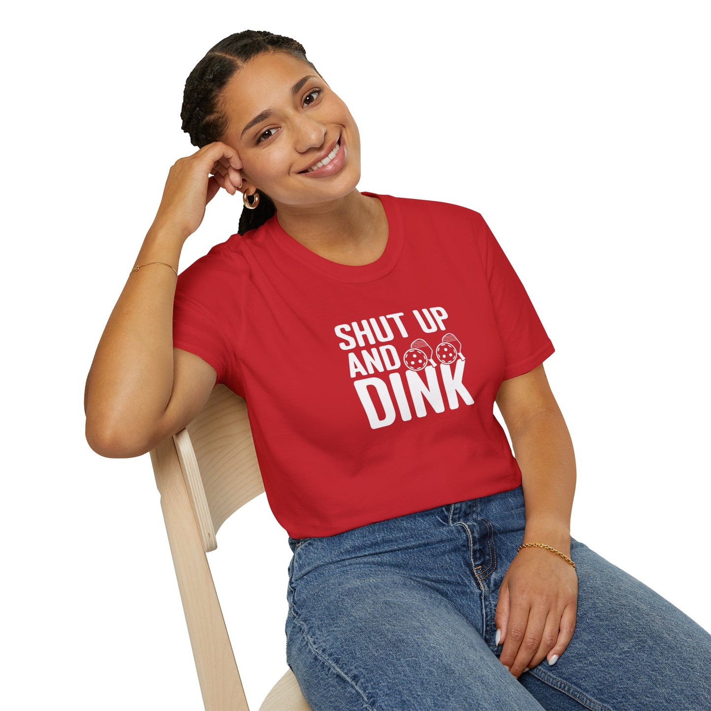 Women's Funny Pickleball T-shirt - Shut Up and Dink