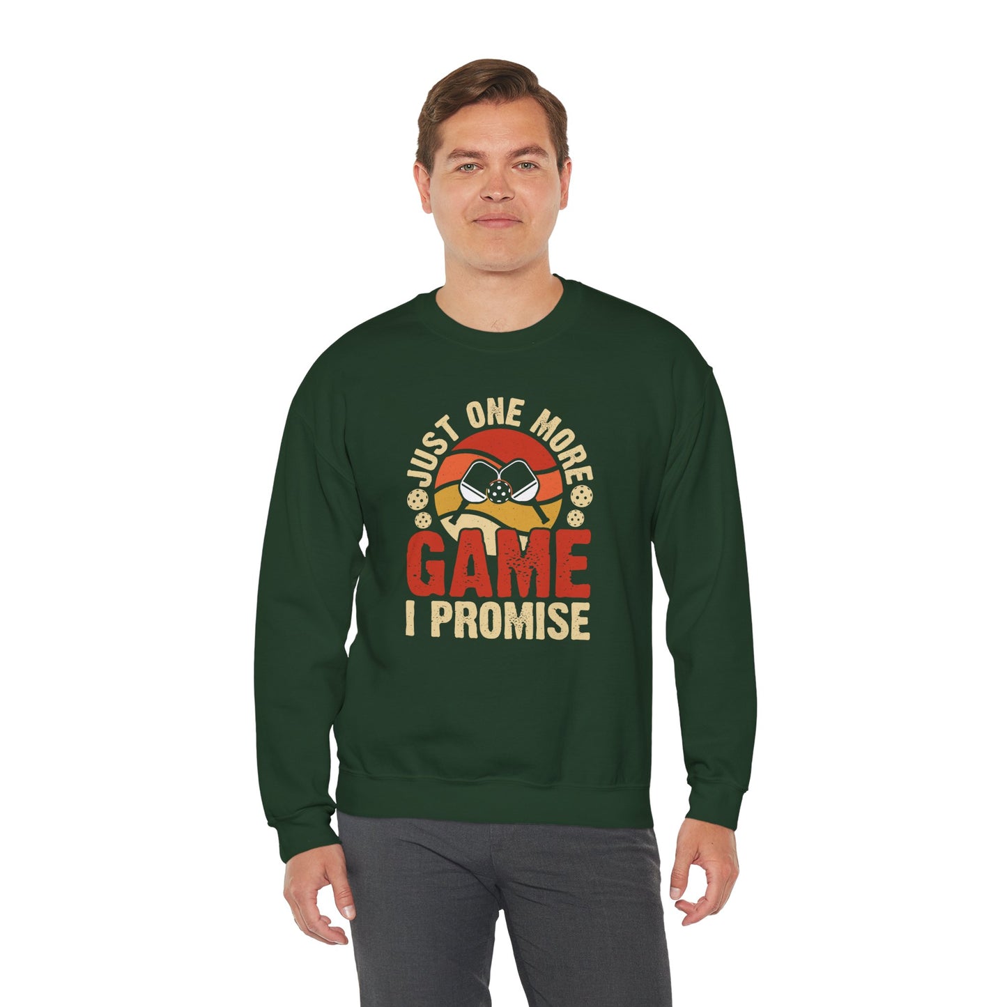 Men's Unique Pickleball Sweatshirt - Just One More Game I Promise
