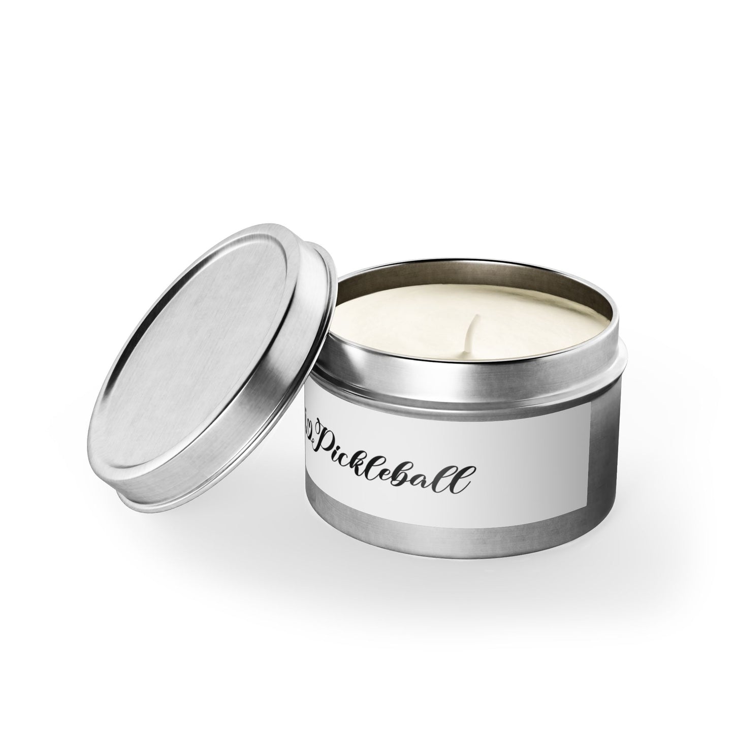 Pickleball Stylish Tin Can Candle - I Heart Pickleball Silver