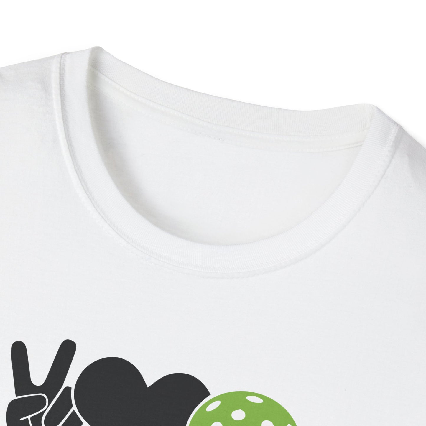 Women's Cheerful Pickleball T-shirt - Peace, Love, Pickleball