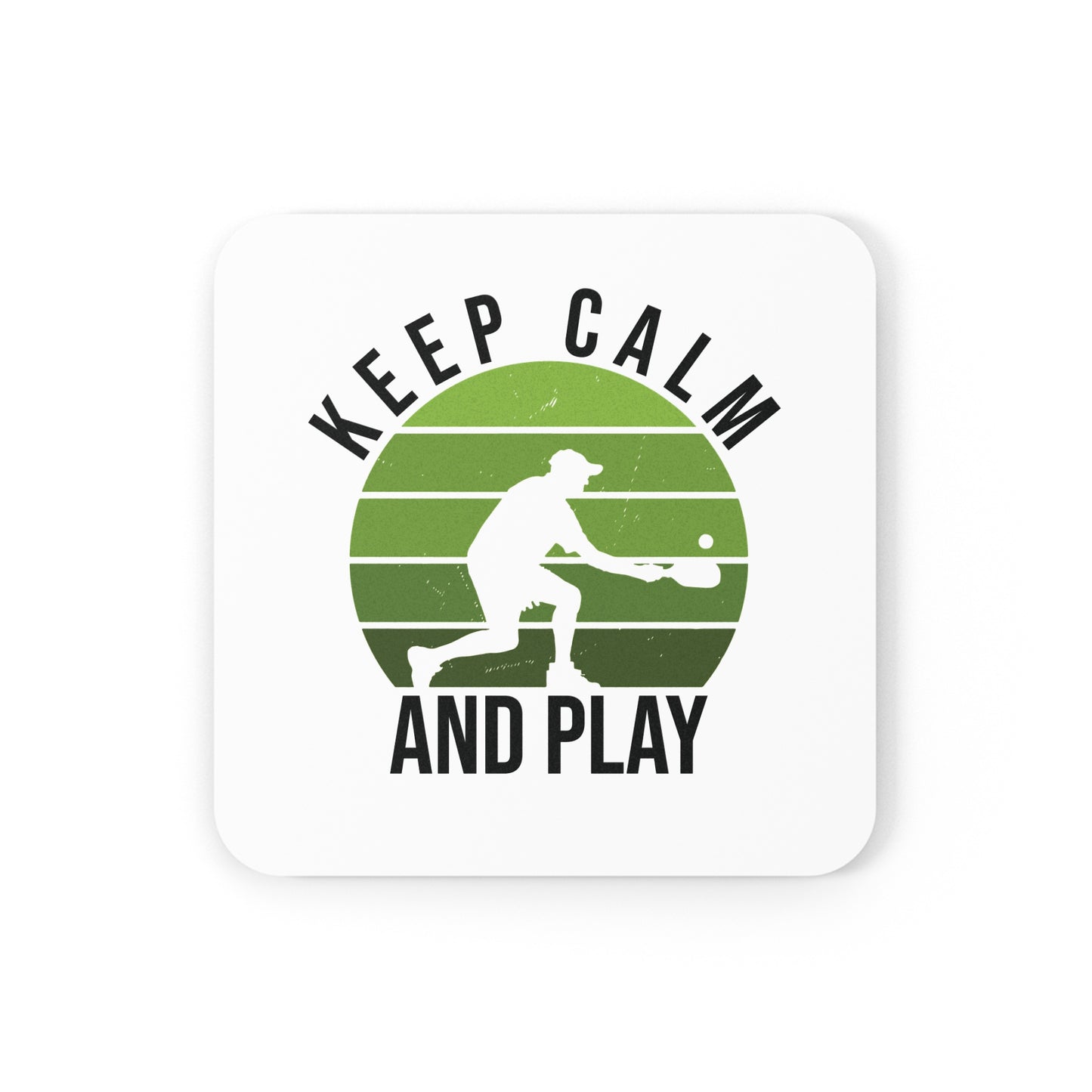 Pickleball Durable Cork Coaster - Keep Calm and Play White