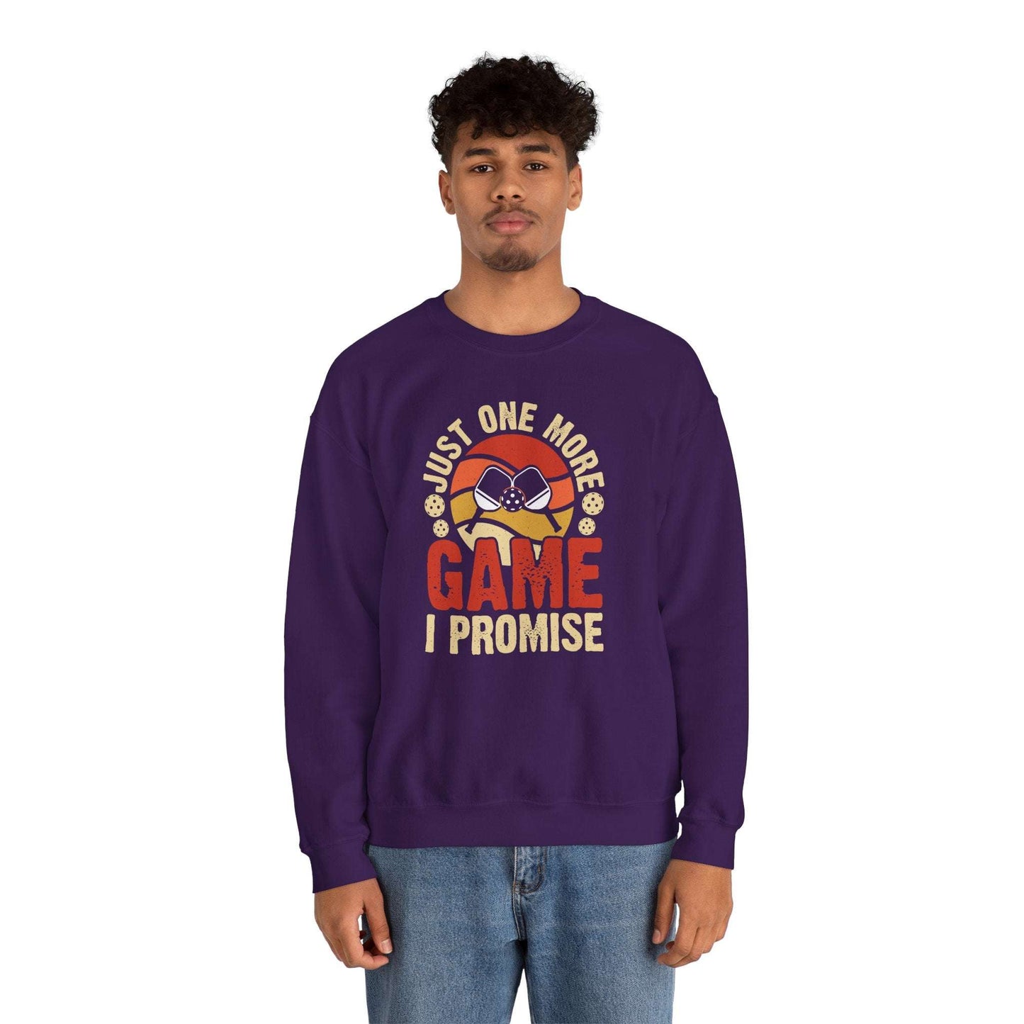 Men's Unique Pickleball Sweatshirt - Just One More Game I Promise