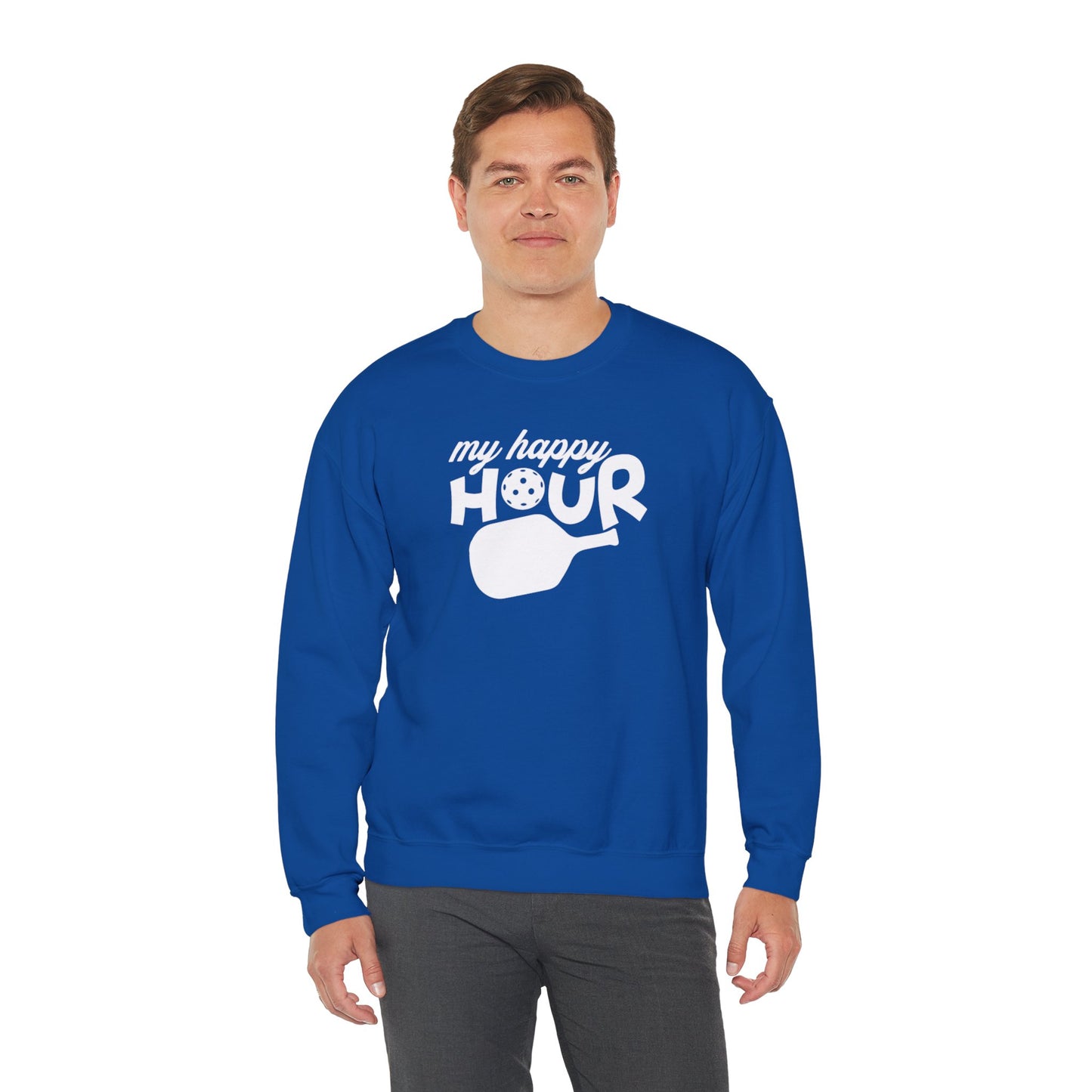 Men's Soft Pickleball Sweatshirt - My Happy Hour