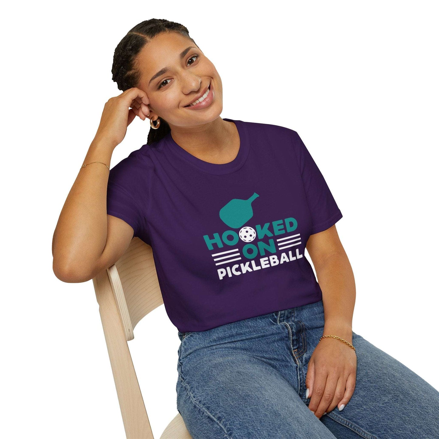 Women's Comfy Pickleball T-shirt - Hooked on Pickleball