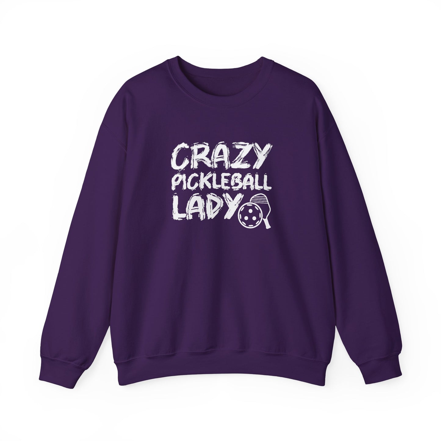 Women's Funny Pickleball Sweatshirt - Crazy Pickleball Lady Purple