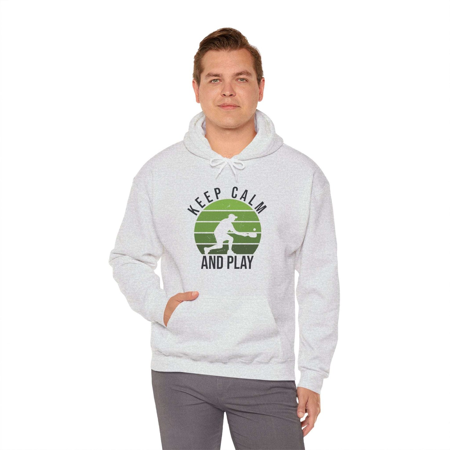 Men's Comfy Pickleball Hoodie - Keep Calm and Play