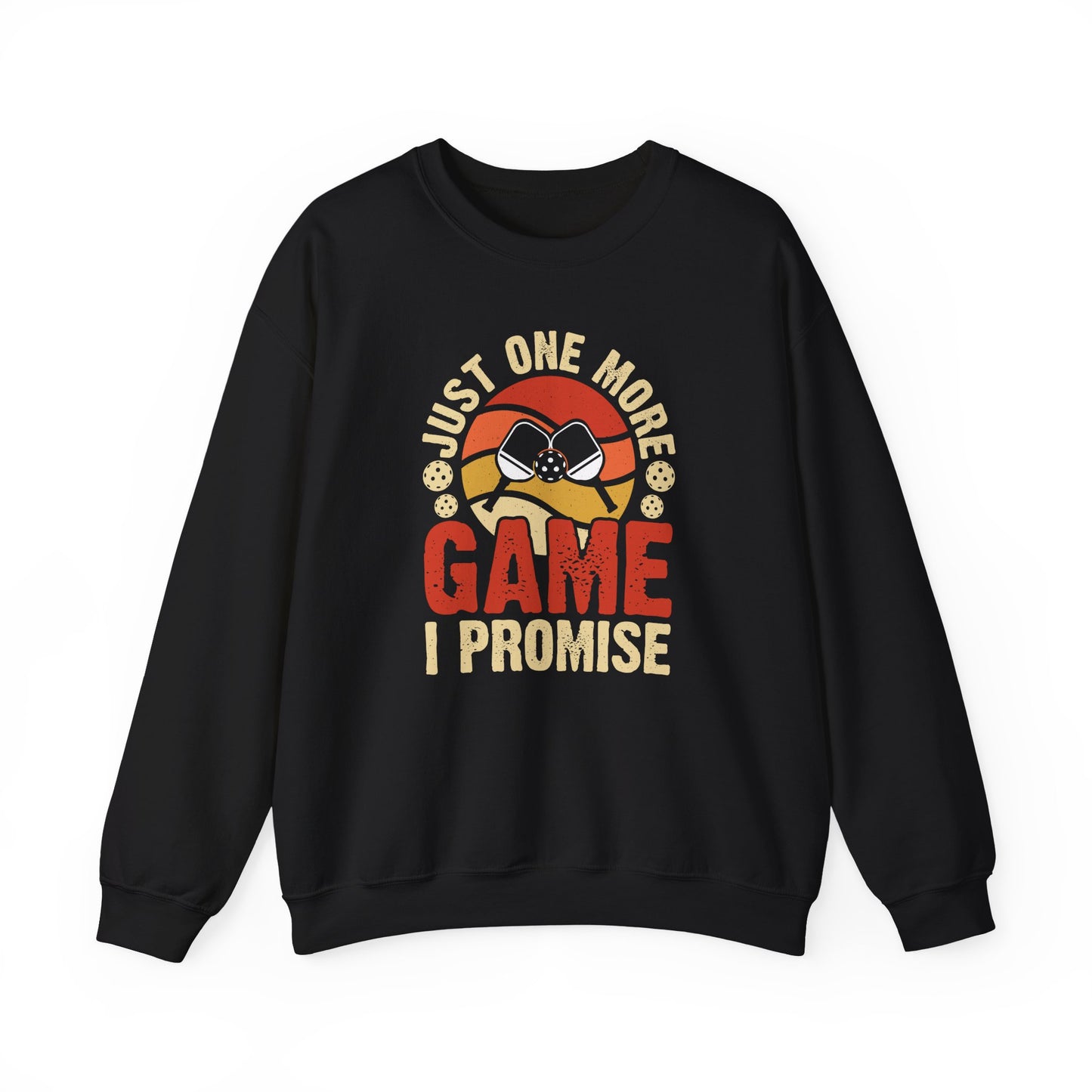 Men's Unique Pickleball Sweatshirt - Just One More Game I Promise Black