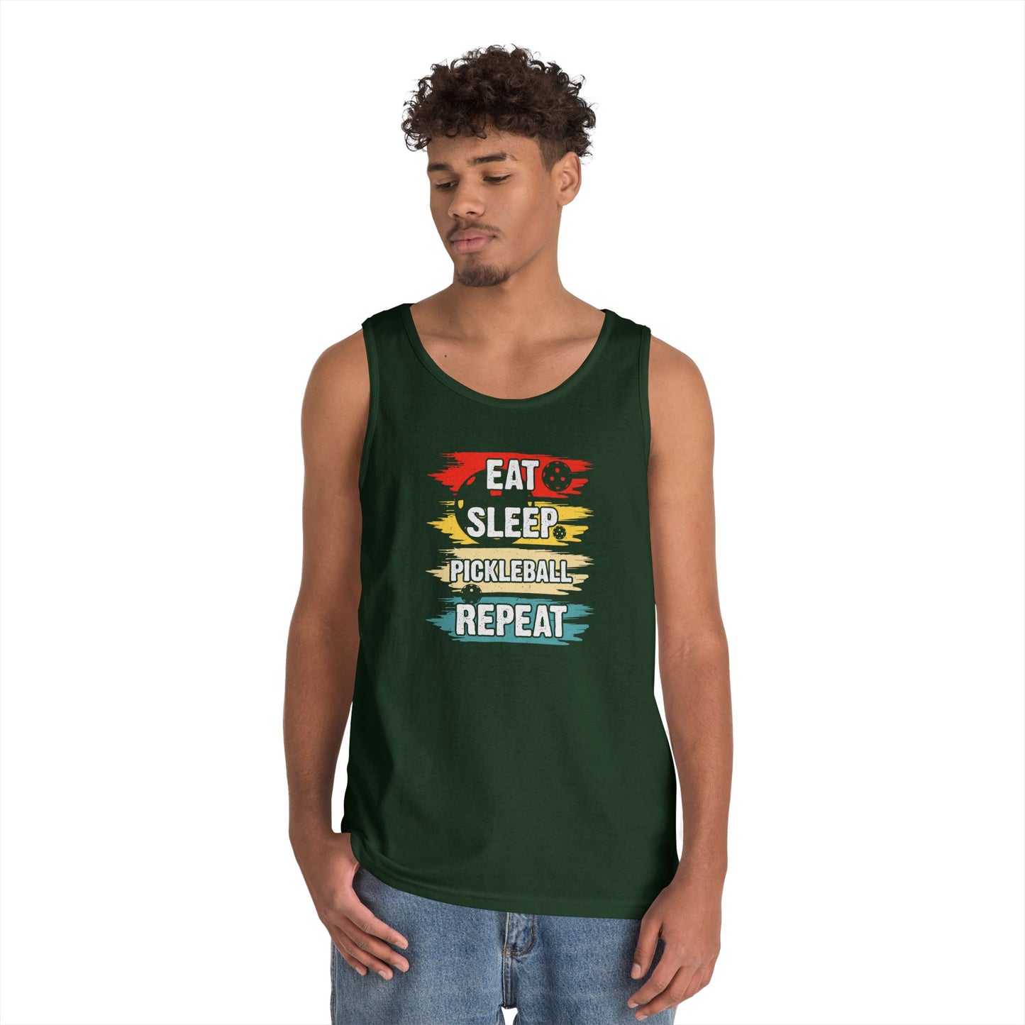 Men's Cool Pickleball Tank Top - Eat Sleep Pickleball Repeat Retro