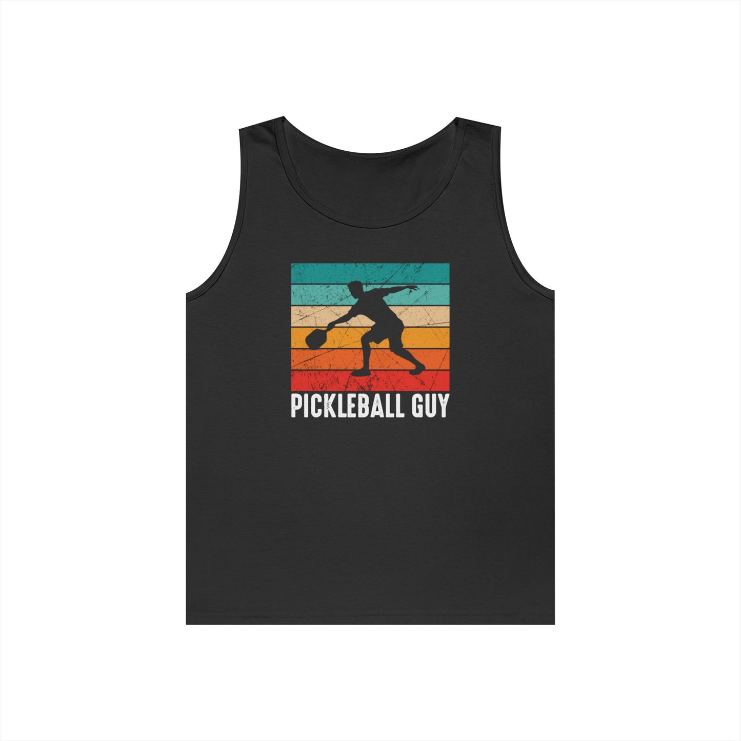 Men's Cool Pickleball Tank Top - Pickleball Guy Retro Black